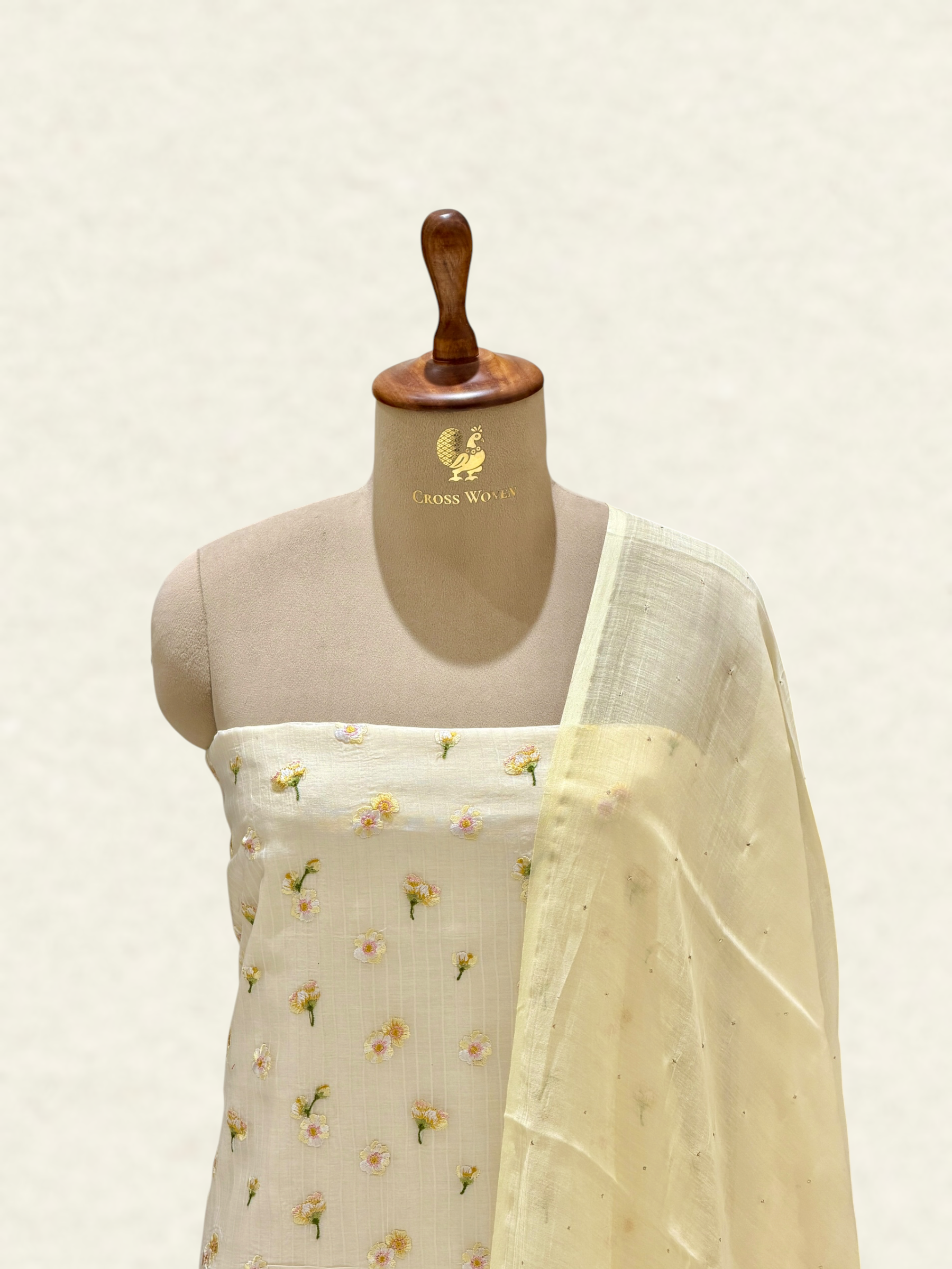 White Pure Mul Cotton Suit Set With Mukaish Work Dupatta