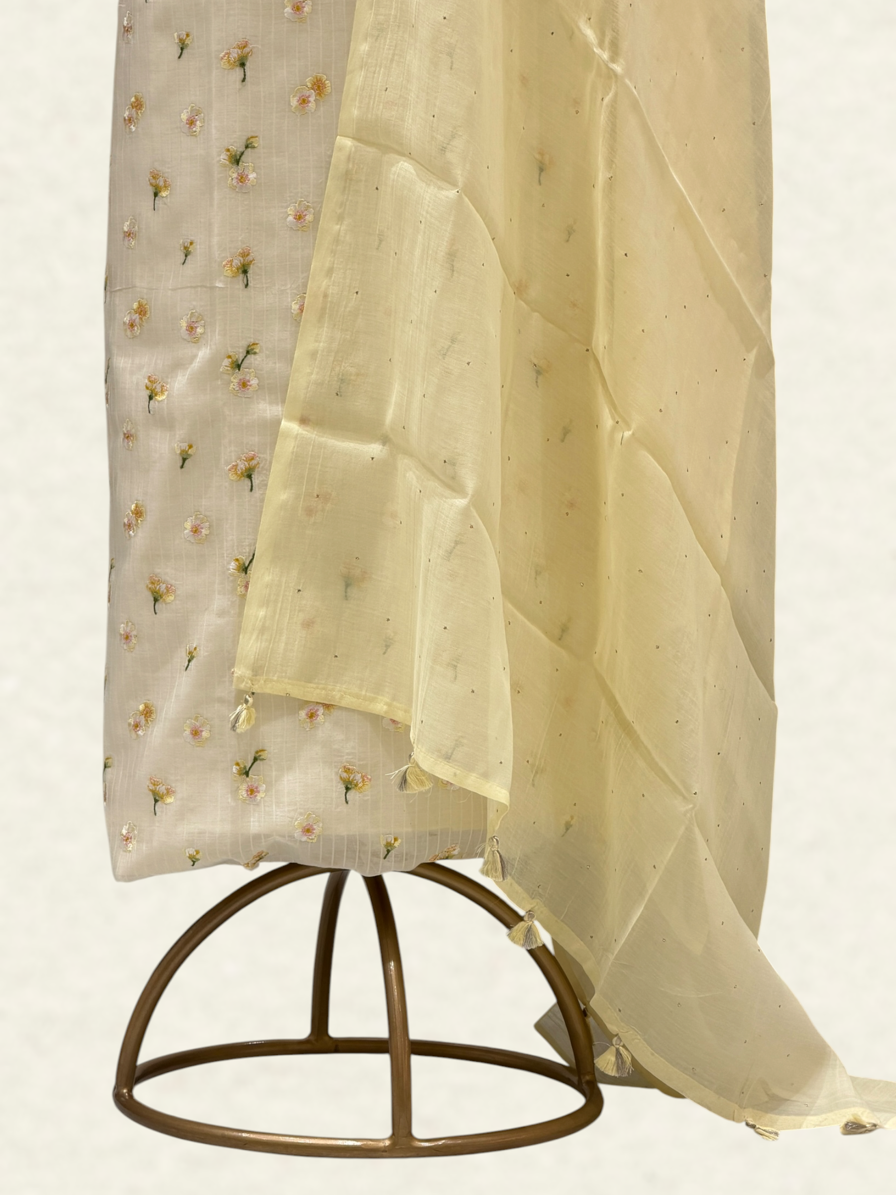 White Pure Mul Cotton Suit Set With Mukaish Work Dupatta