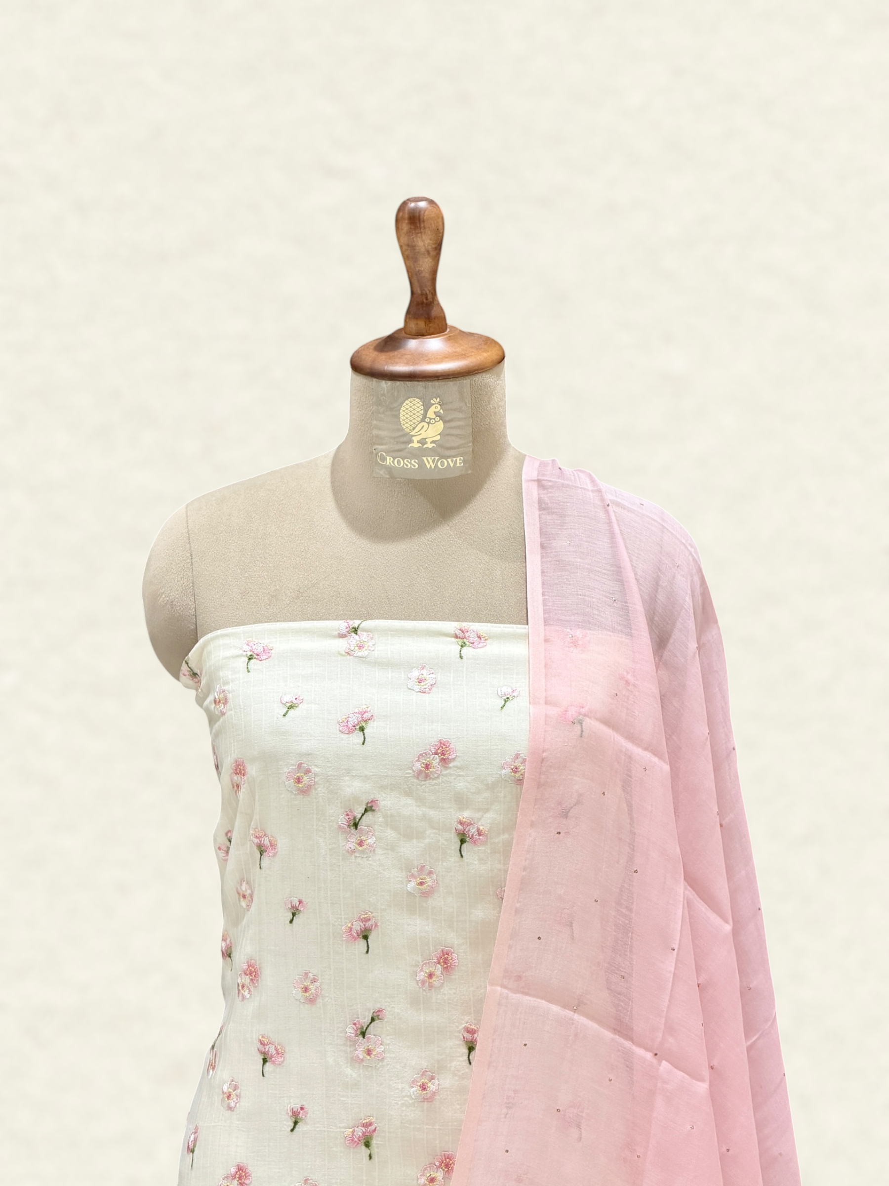 White Pure Mul Cotton Suit Set With Mukaish Work Dupatta