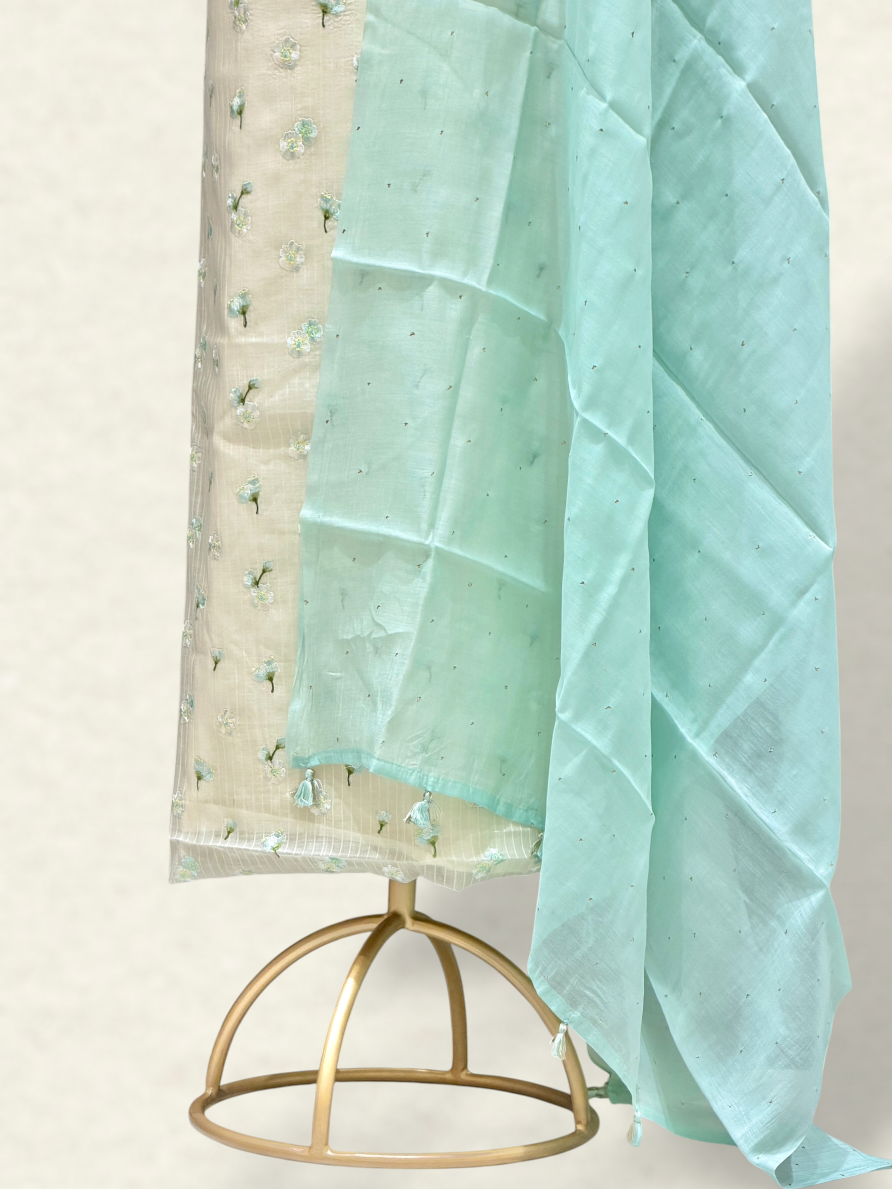White Pure Mul Cotton Suit Set With Mukaish Work Dupatta