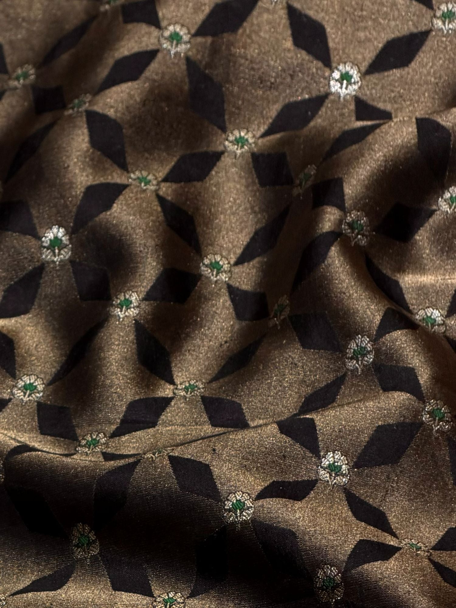 Soft Silk Fabric with Geometric Zari Weave