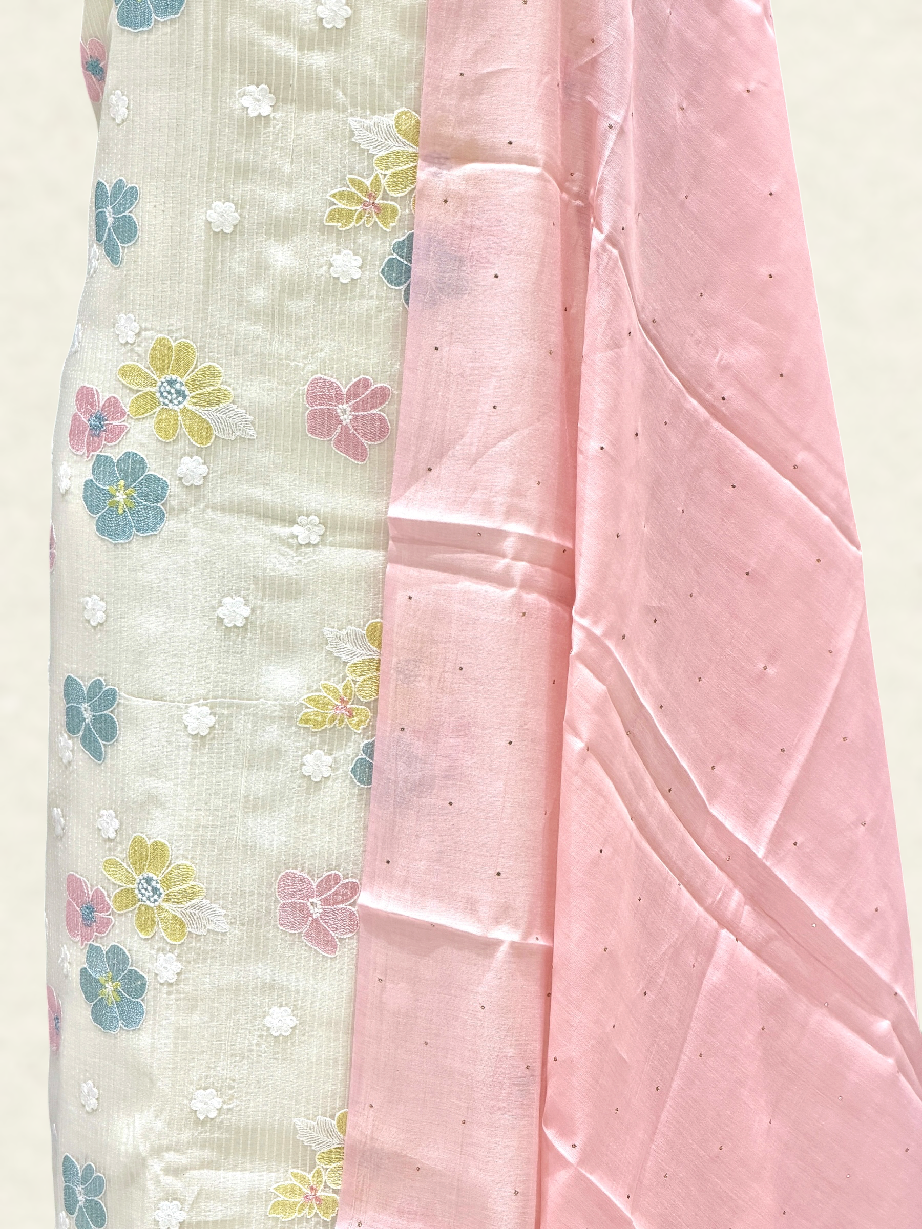 White Pure Mul Cotton Suit Set With Mukaish Work Dupatta