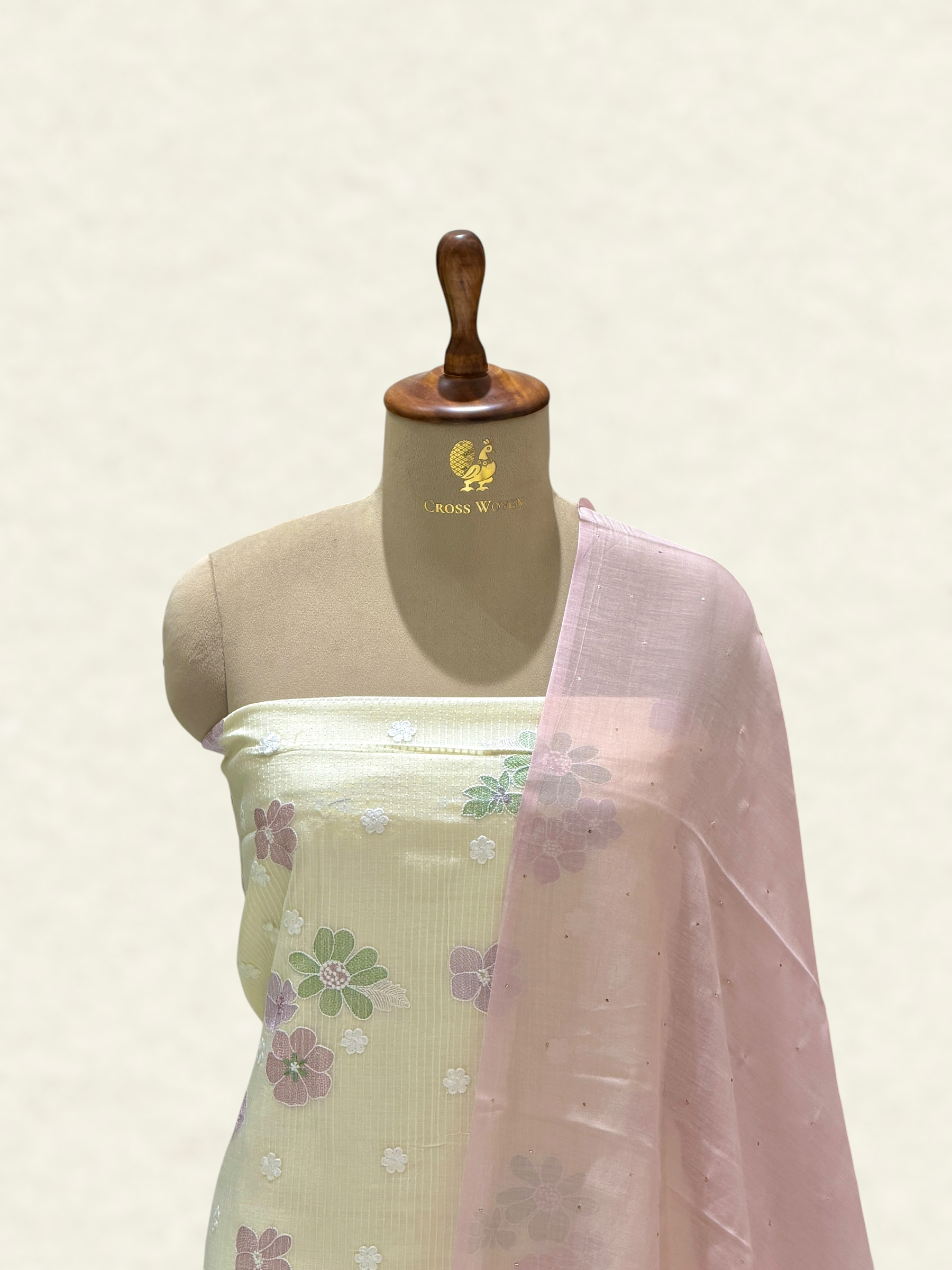 White Pure Mul Cotton Suit Set With Mukaish Work Dupatta