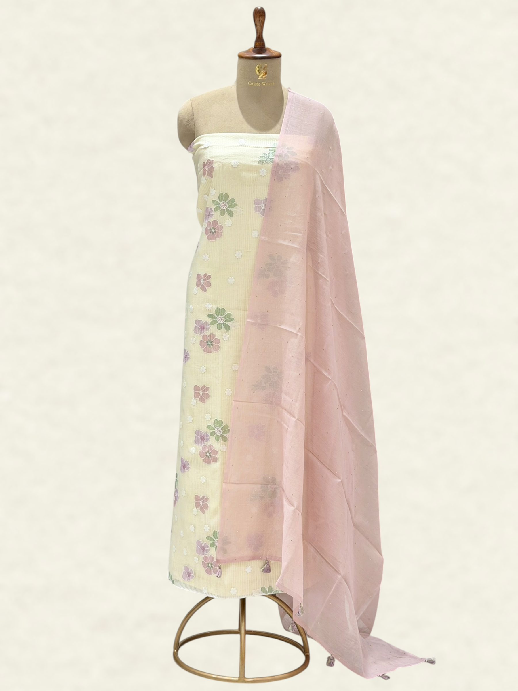 White Pure Mul Cotton Suit Set With Mukaish Work Dupatta