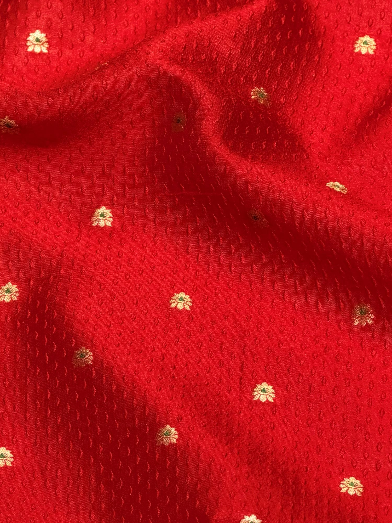 Red Soft Silk Fabric with Meenakari Floral Bootis