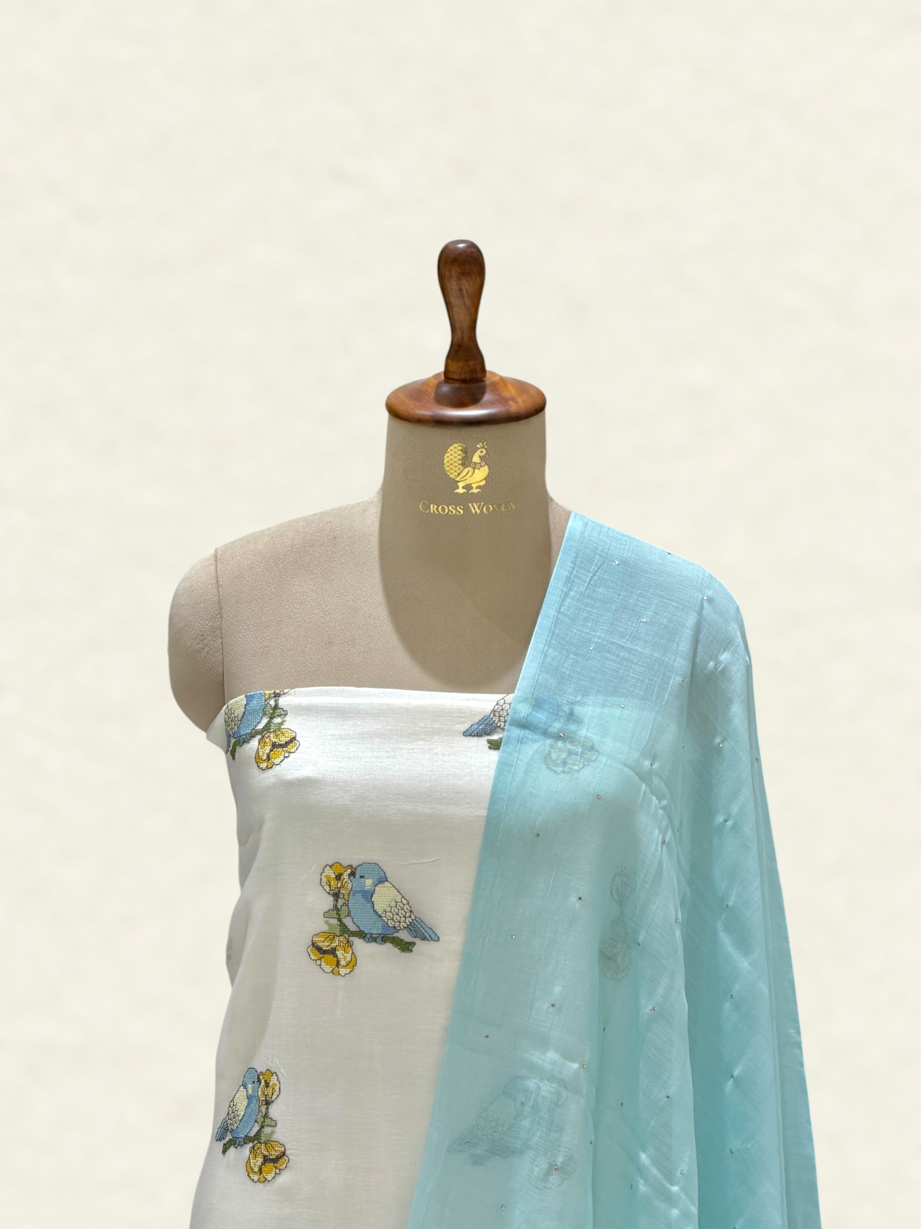 White Pure Mul Cotton Suit Set With Mukaish Work Dupatta