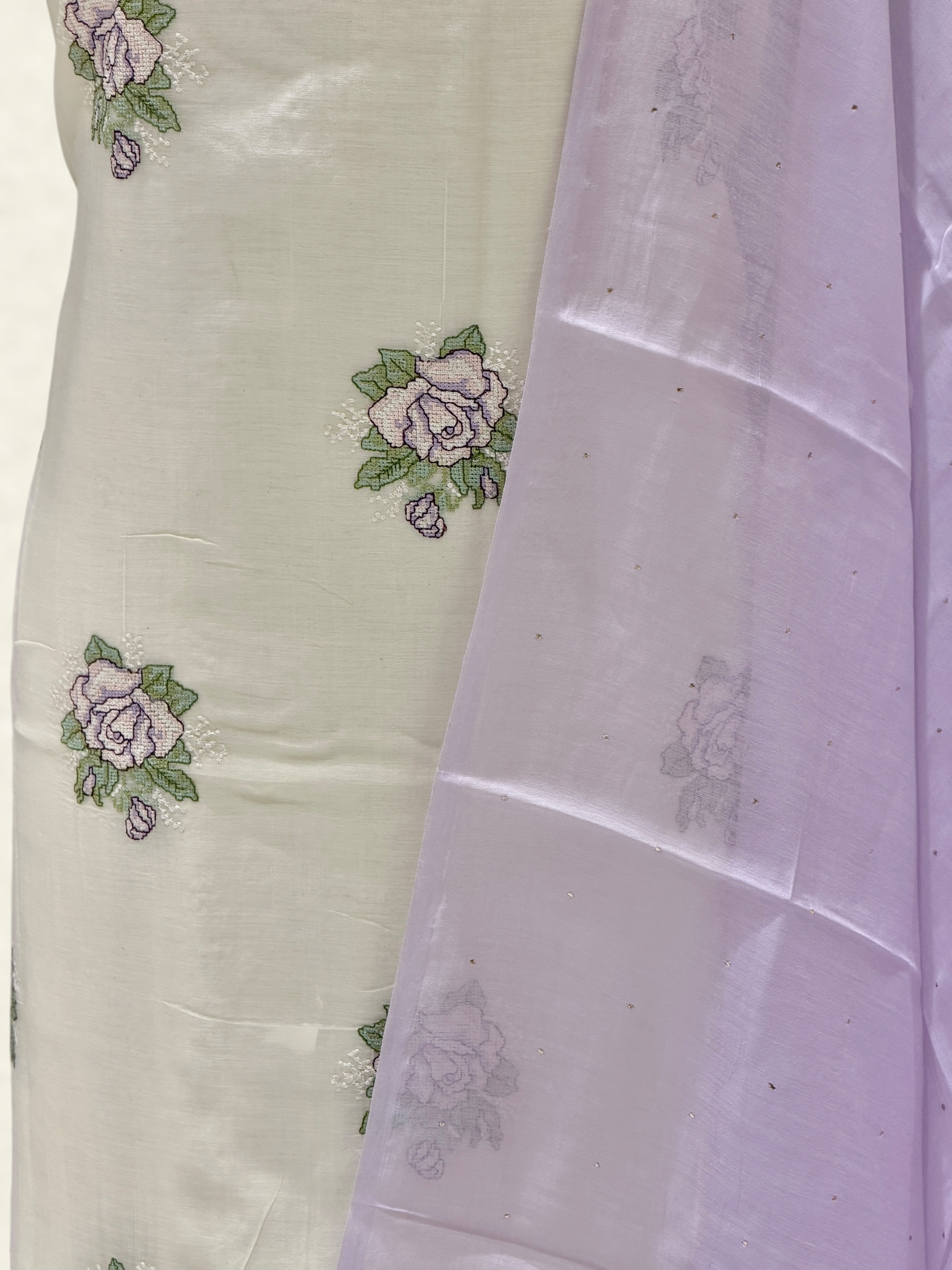 White Pure Mul Cotton Suit Set With Mukaish Work Dupatta