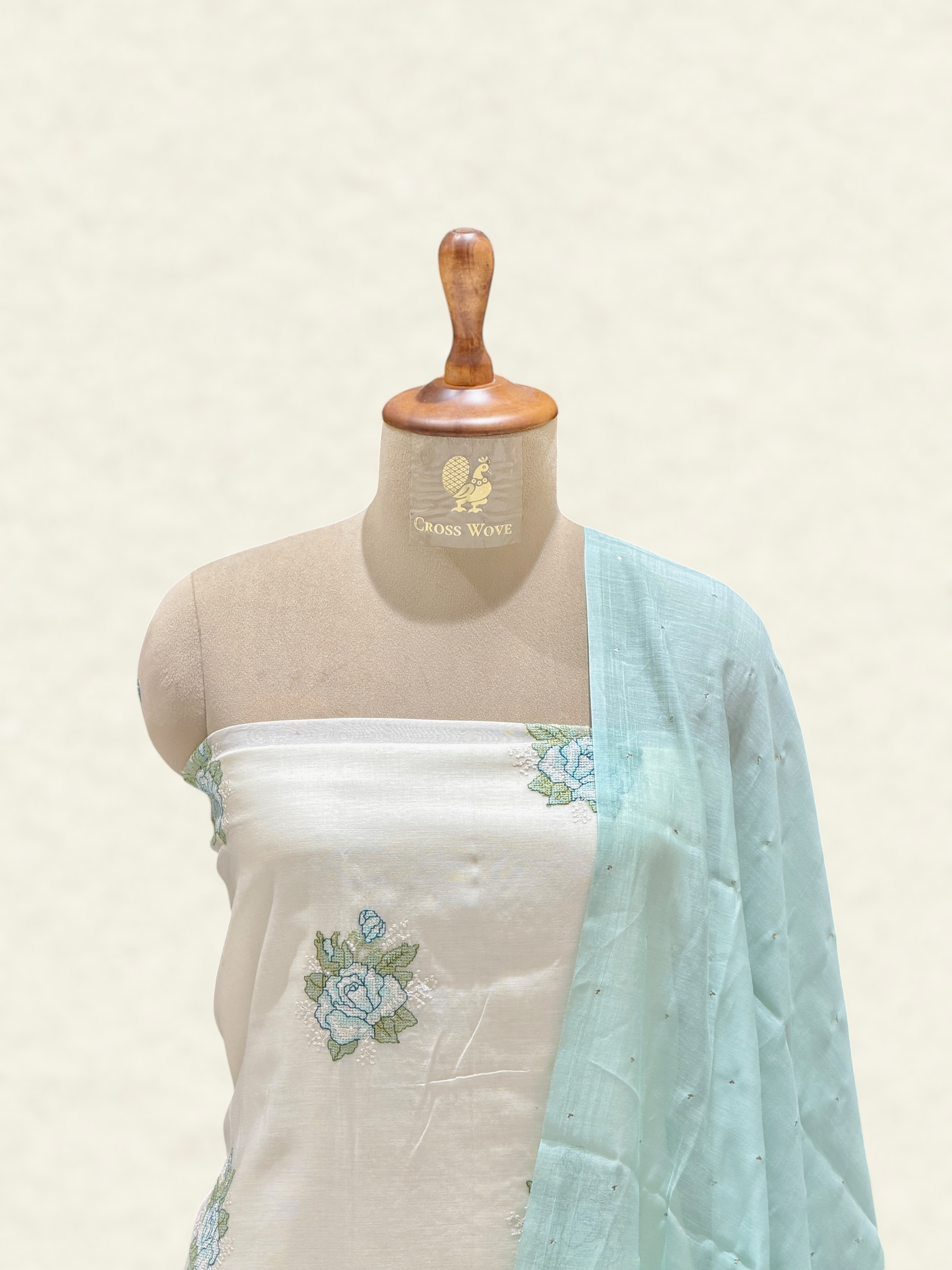 White Pure Mul Cotton Suit Set With Mukaish Work Dupatta