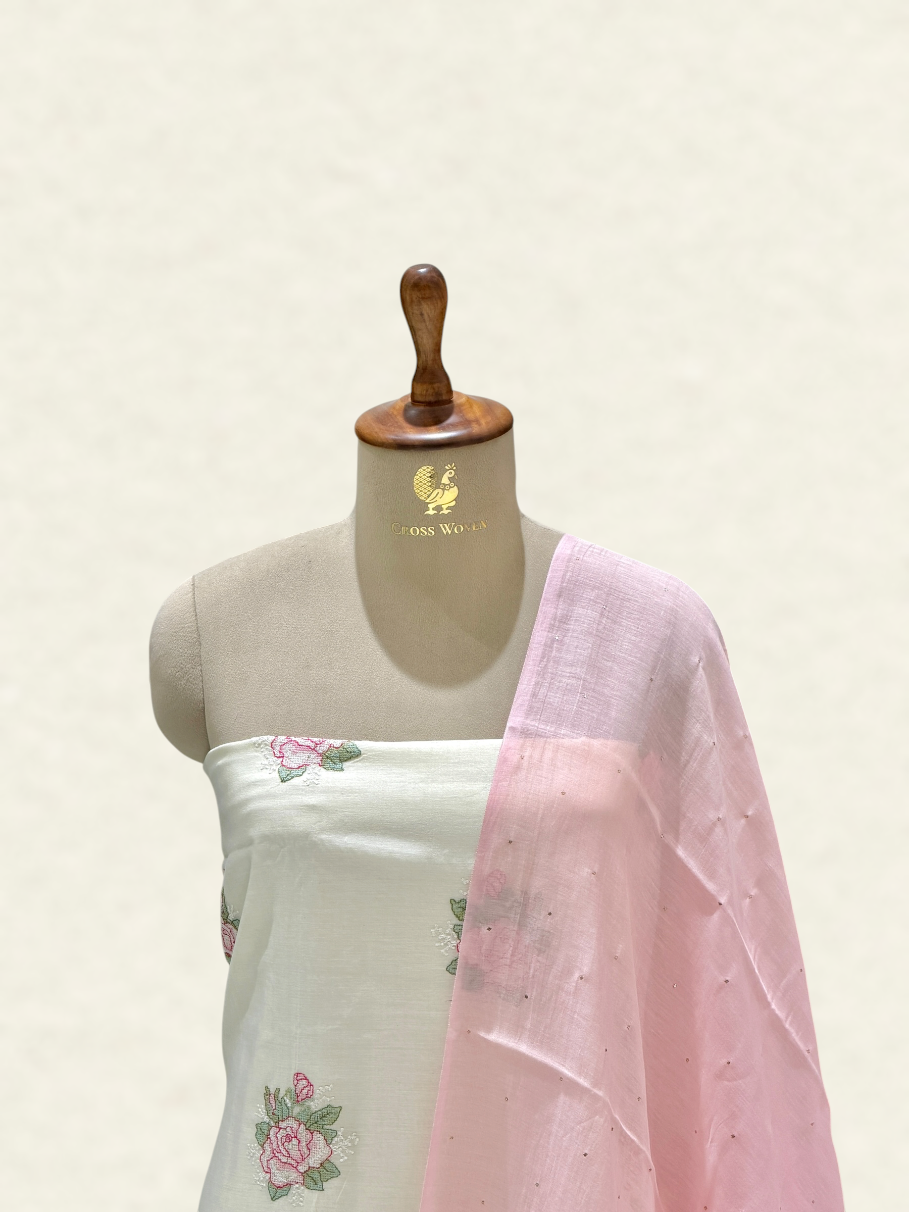 White Pure Mul Cotton Suit Set With Mukaish Work Dupatta