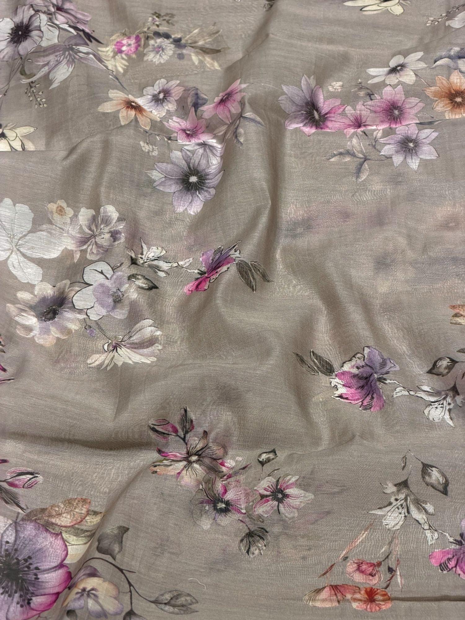 Grey Printed Mul Fabric