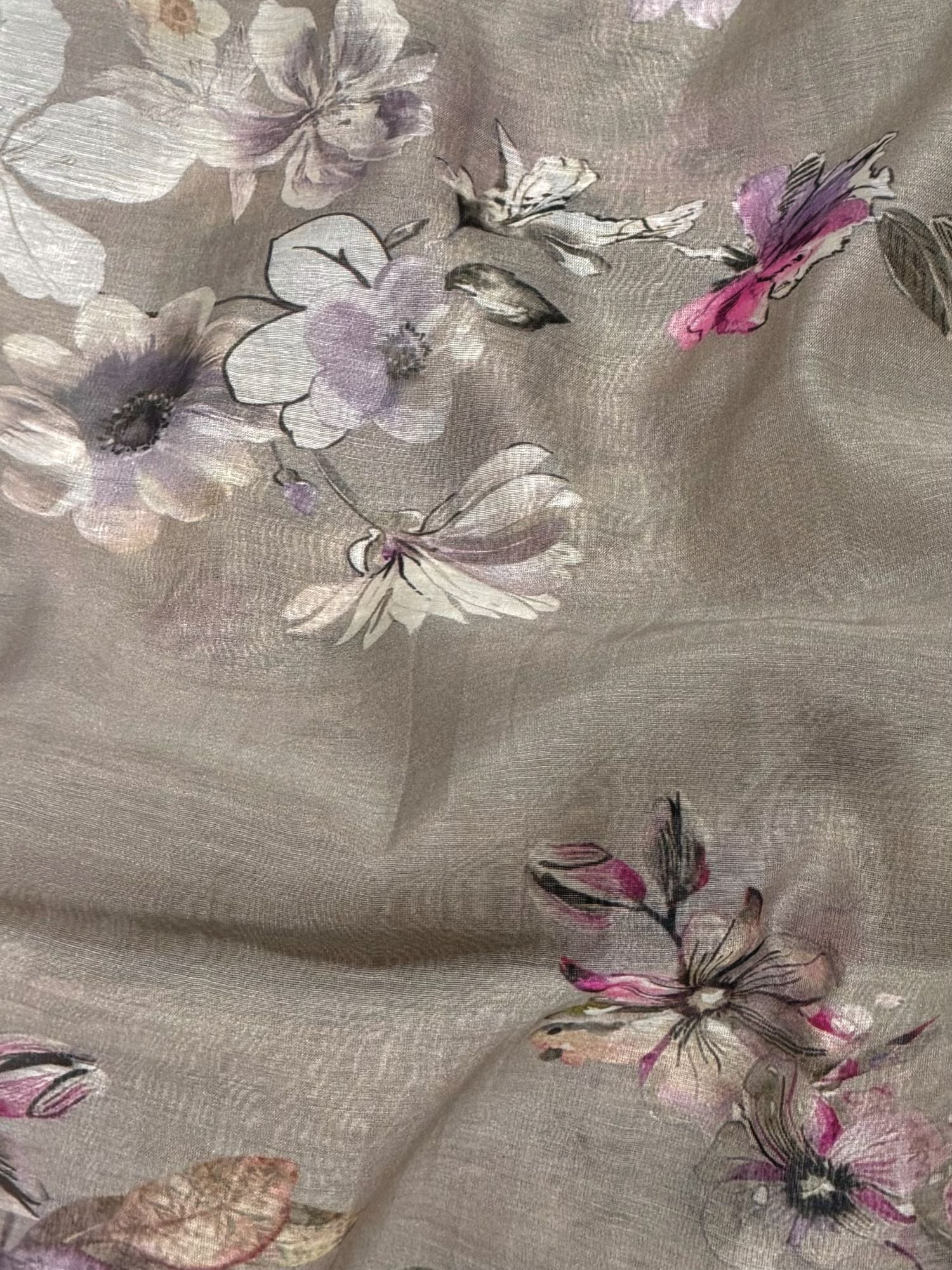 Grey Printed Mul Fabric