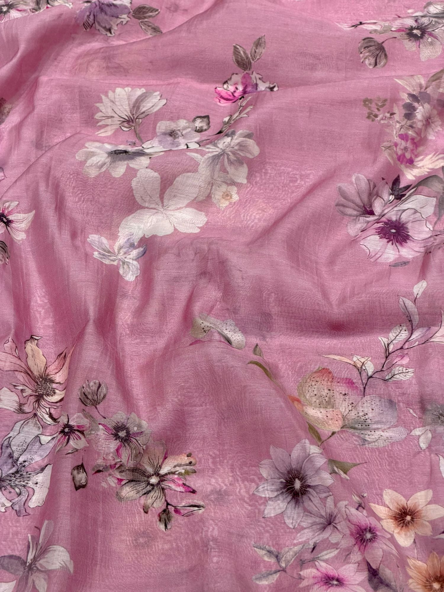 Dusty Rose Printed Mul Fabric
