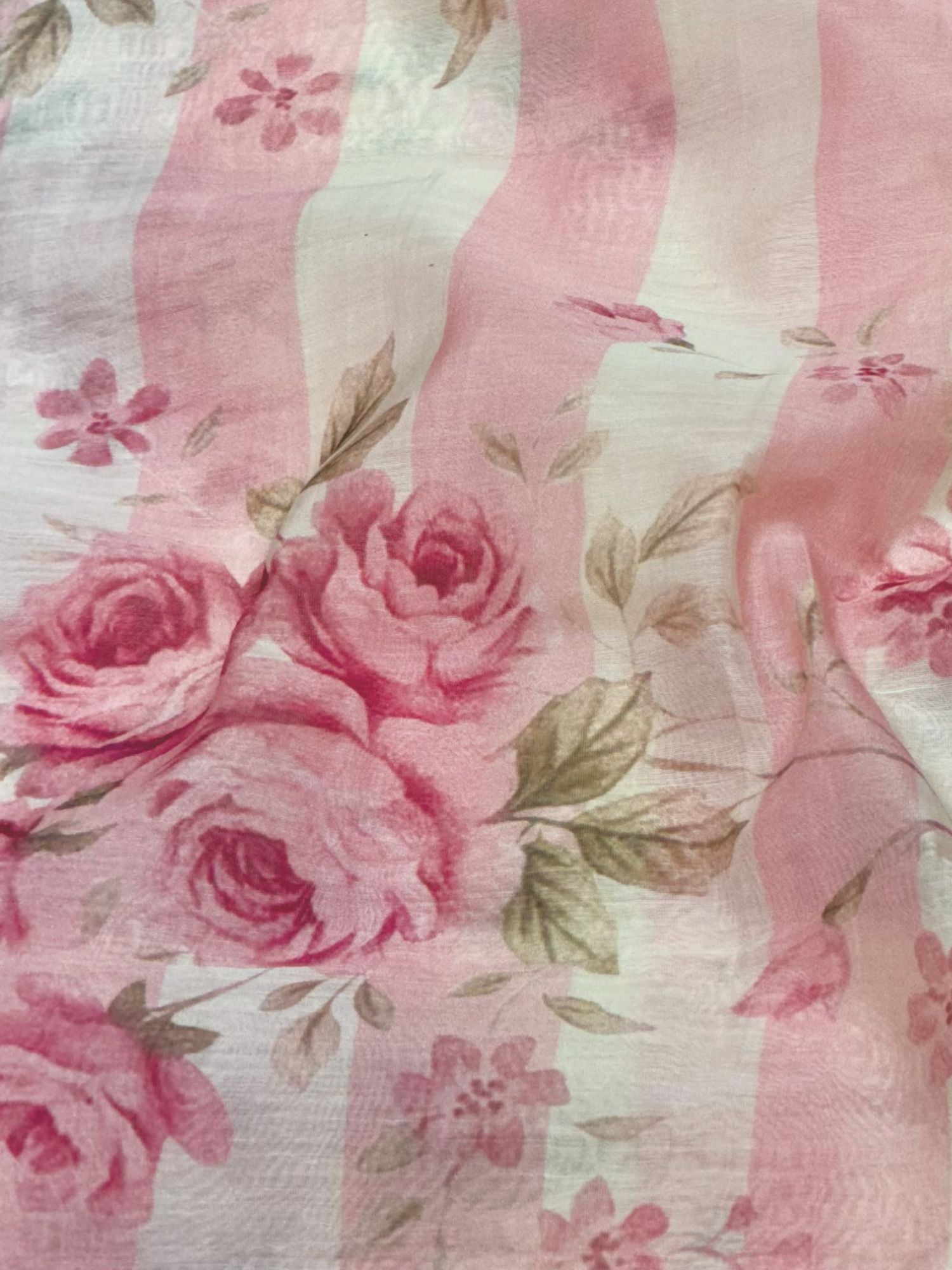 Pink & Ivory Printed Mul Fabric