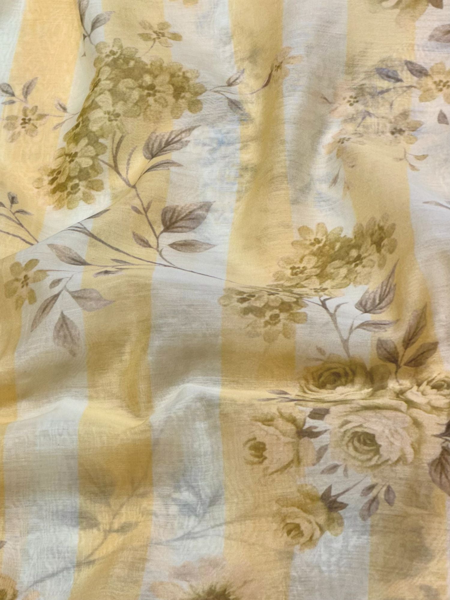 Butter Yellow & Ivory Printed Mul Fabric