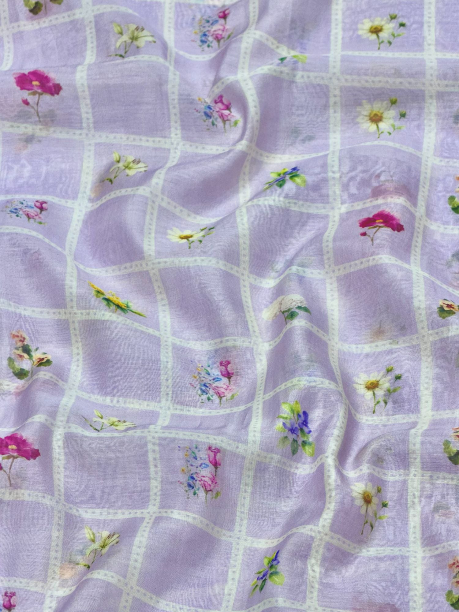 Lavender Printed Mul Fabric