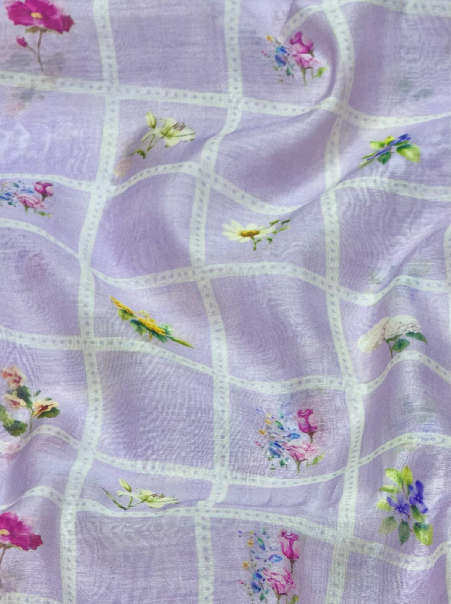 Lavender Printed Mul Fabric