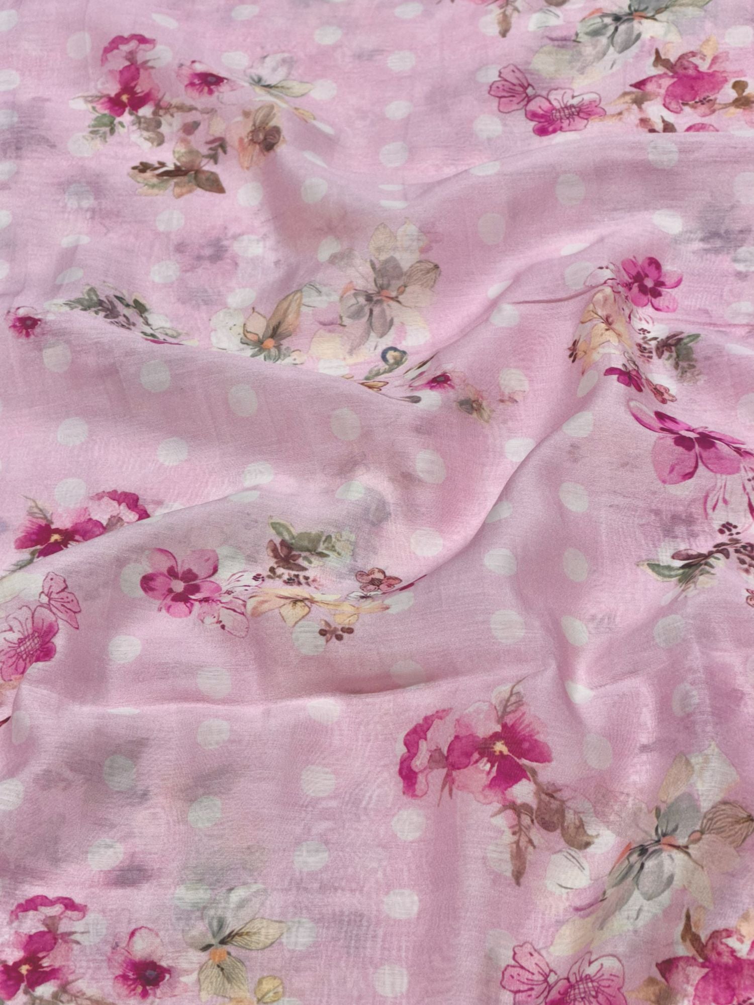 Powder Pink Printed Mul Fabric