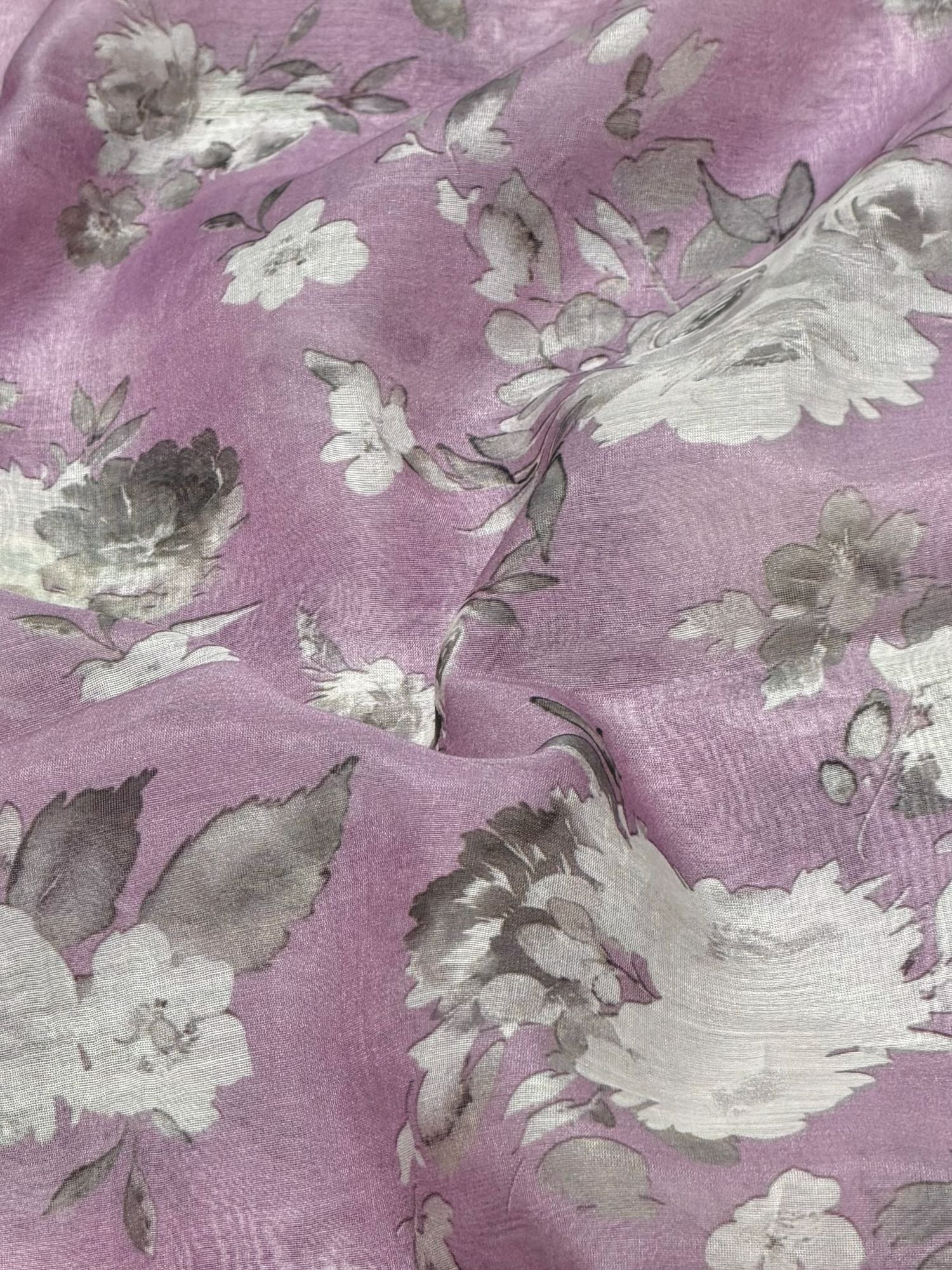 Dusty Lavender Printed Mul Fabric