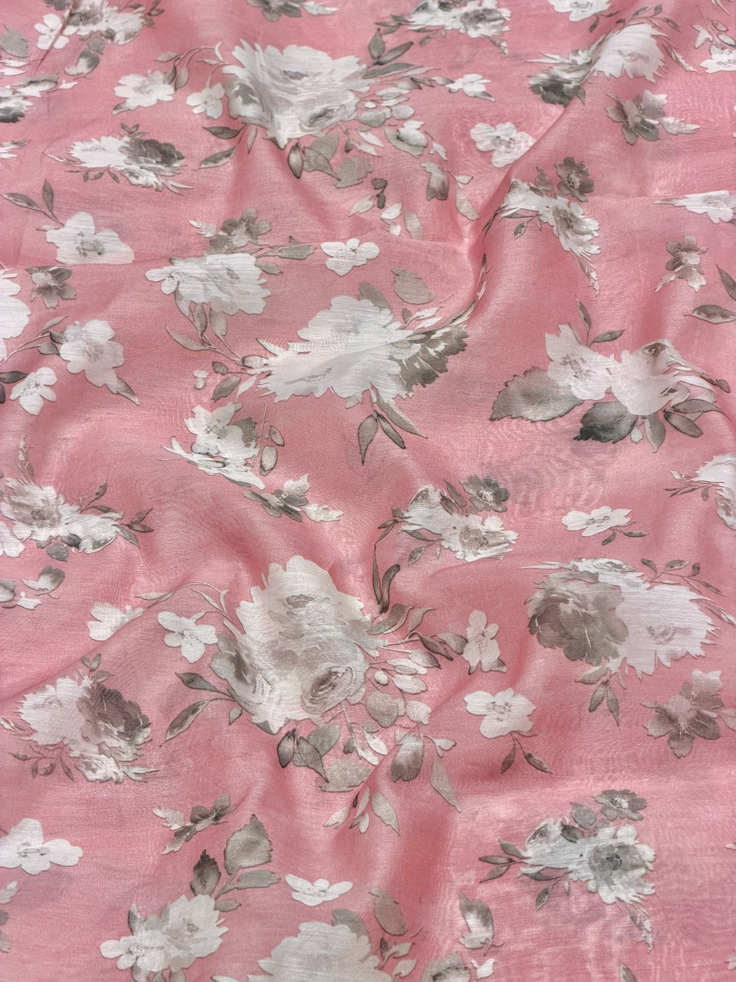 Rose Pink Printed Mul Fabric