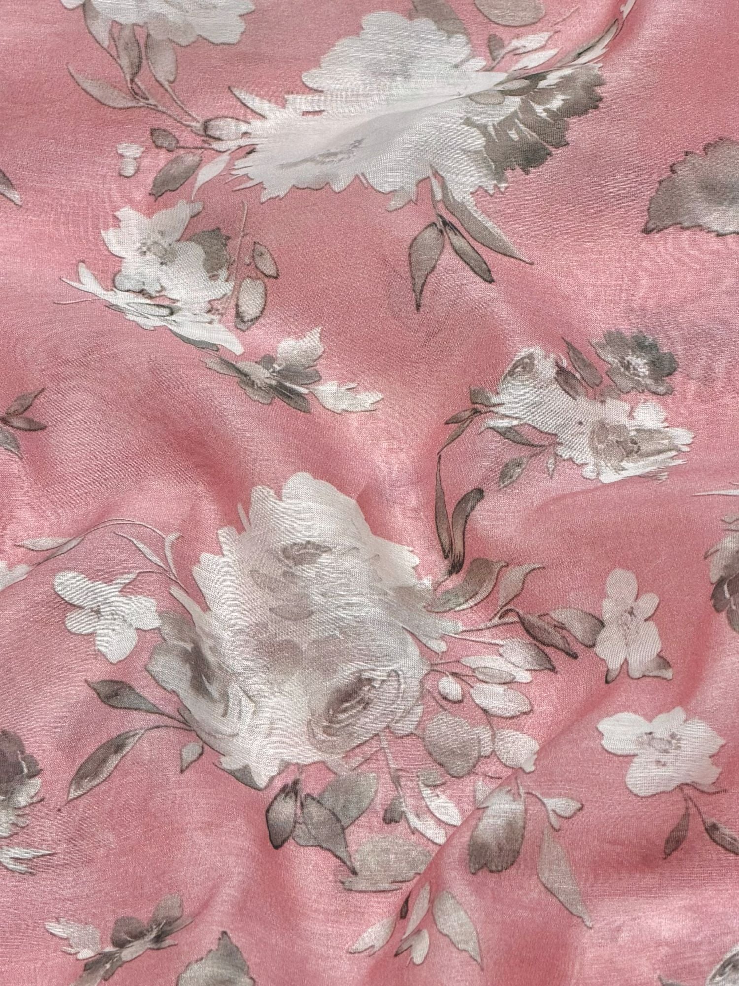 Rose Pink Printed Mul Fabric