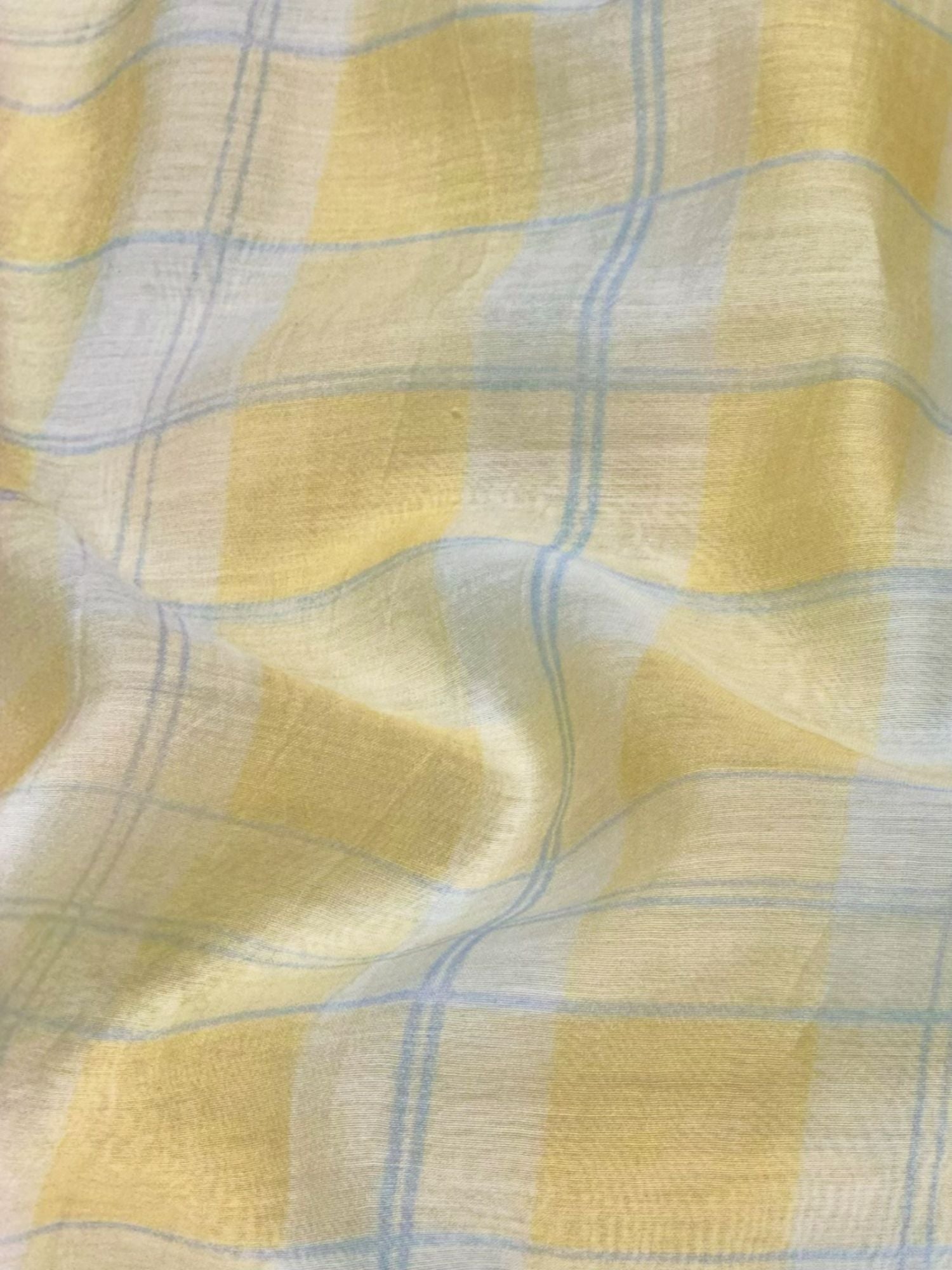 Butter Yellow & Ivory Printed Mul Fabric