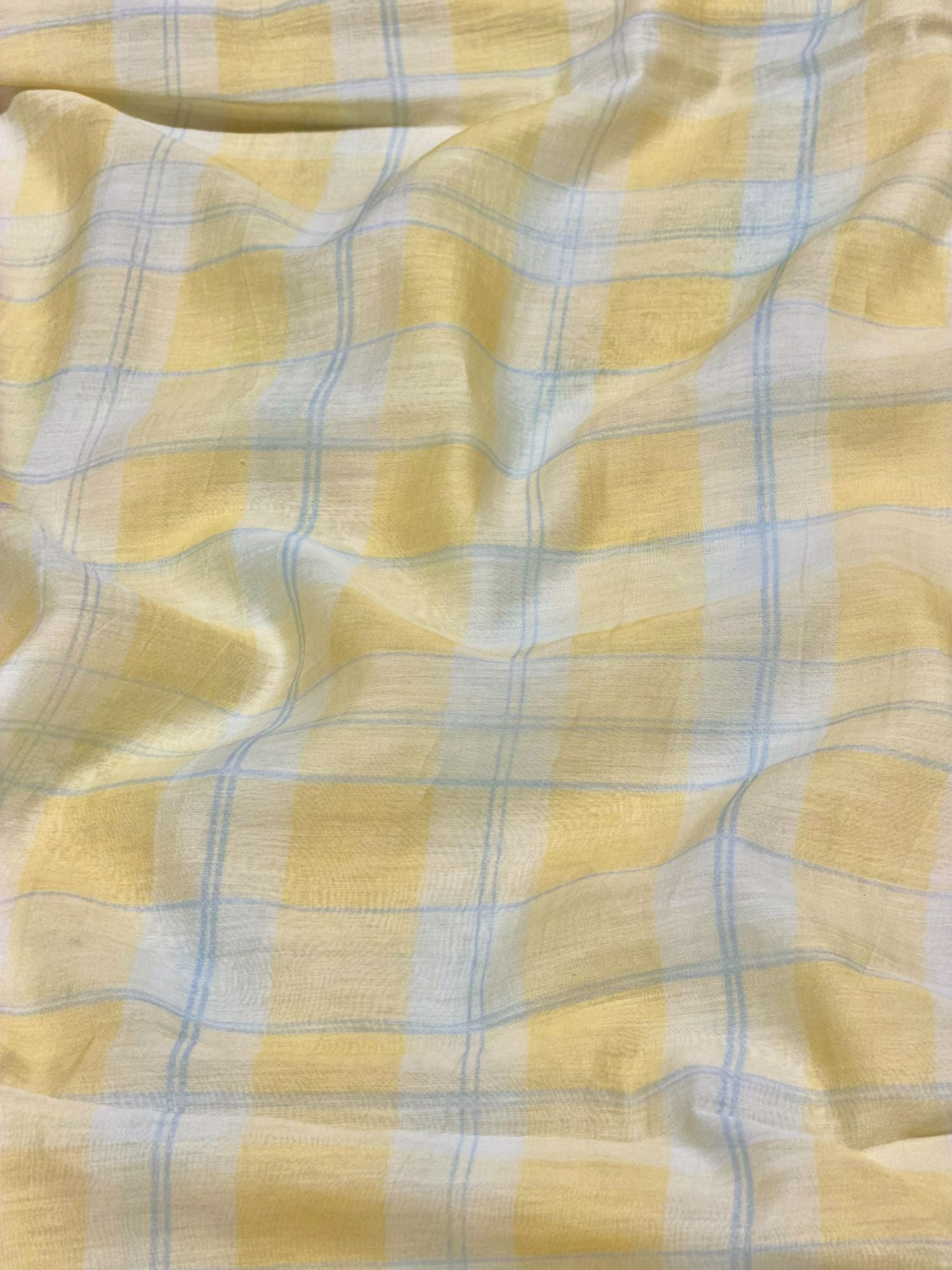 Butter Yellow & Ivory Printed Mul Fabric