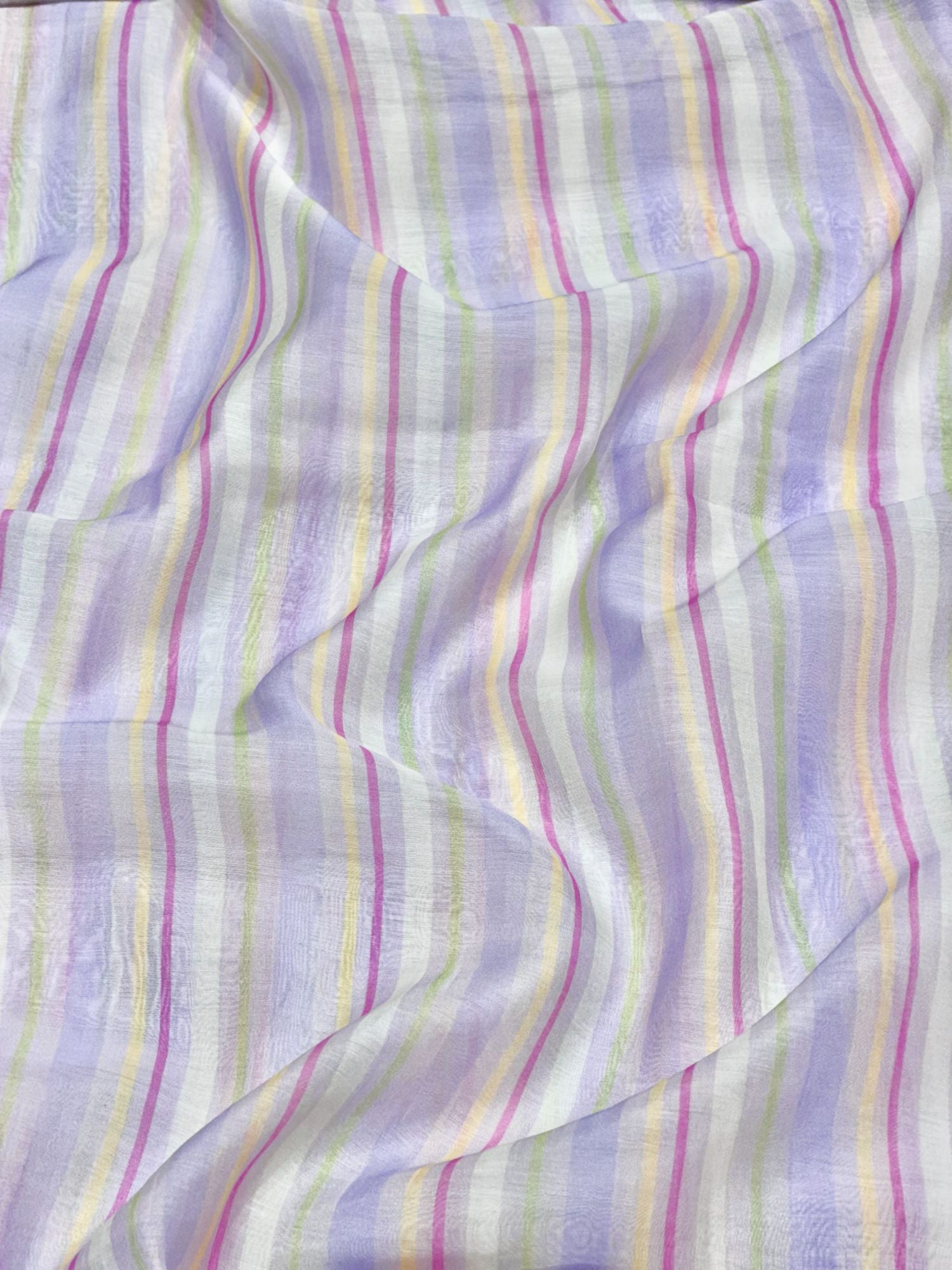 Pastel Stripe Mul Cotton Printed Fabric