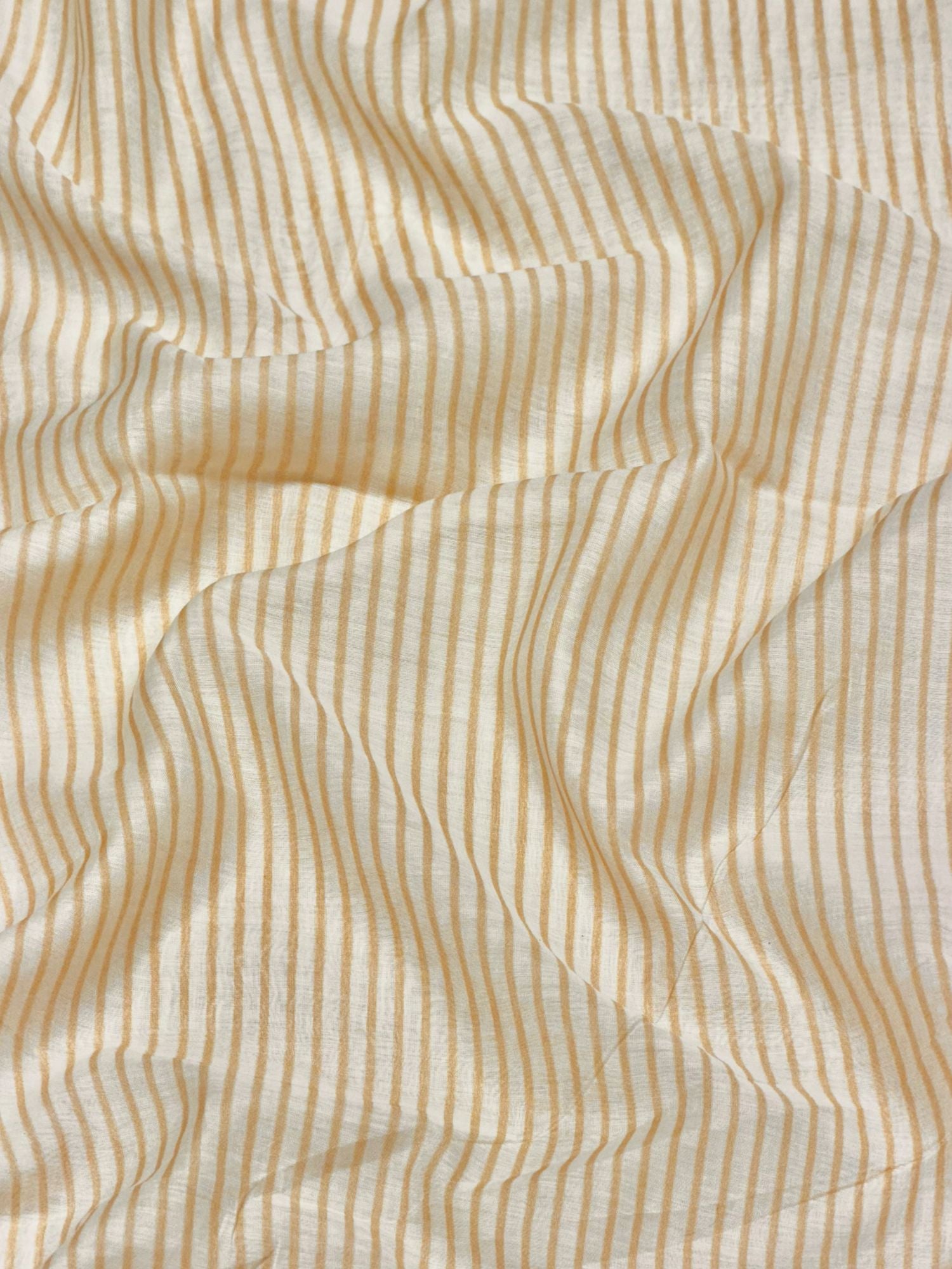 Ivory & Mustard Striped Mul Fabric