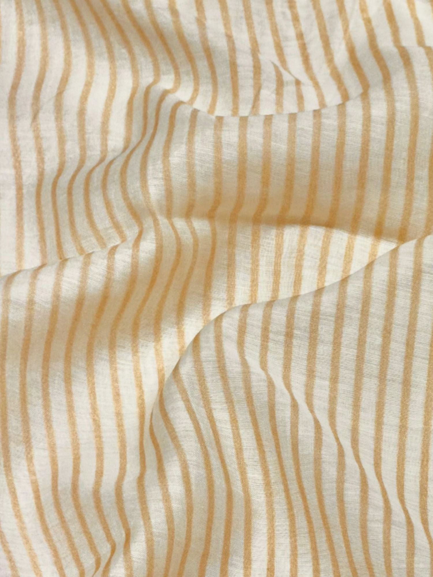 Ivory & Mustard Striped Mul Fabric