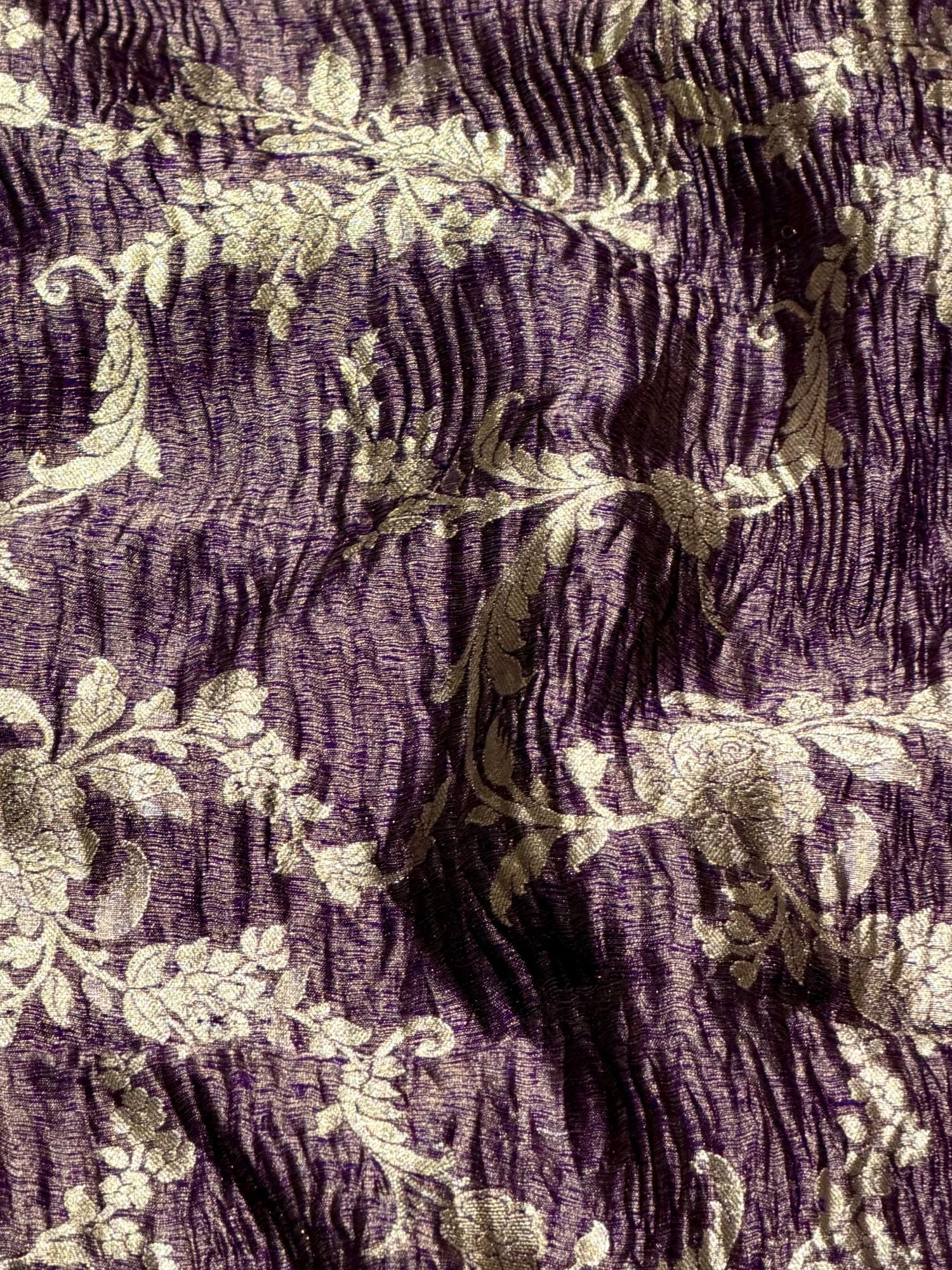 Purple Floral Crush Tissue Silk Fabric