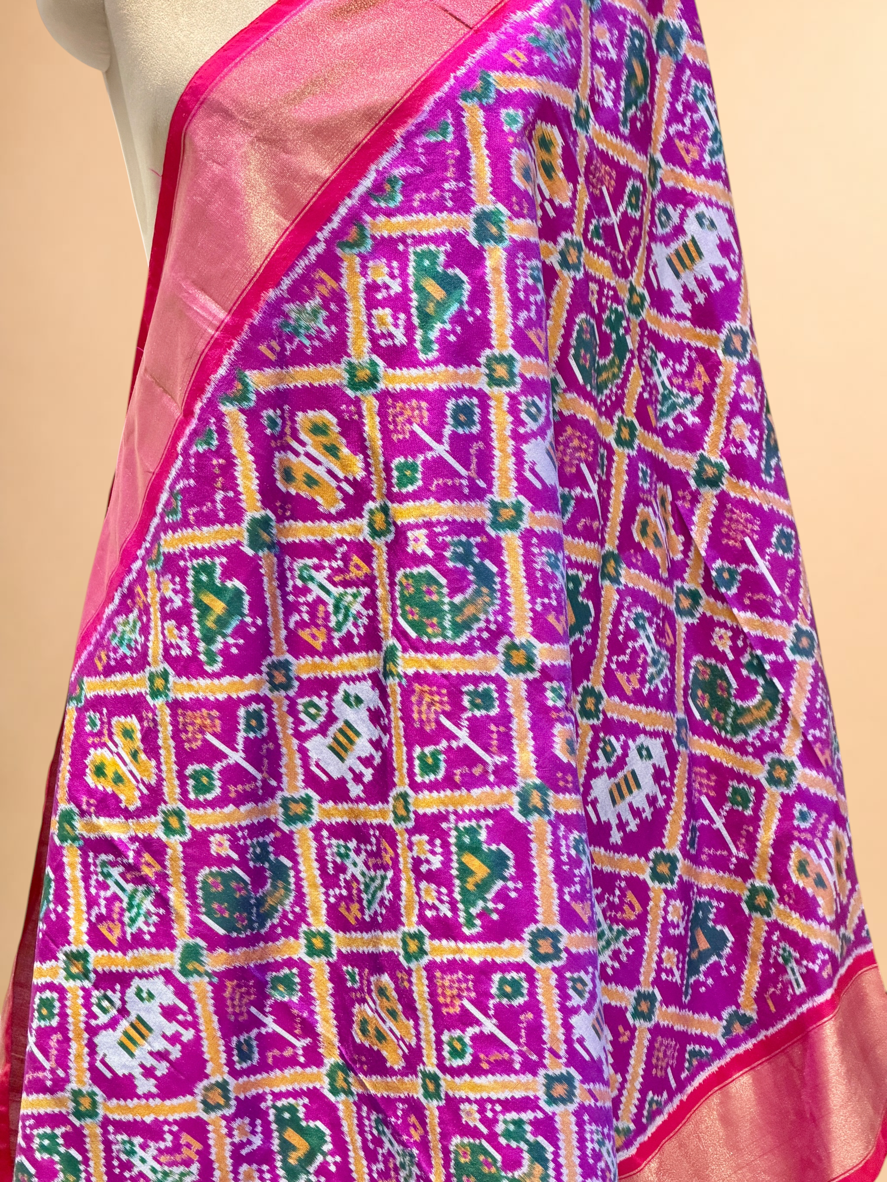 Purple Banarasi Katan Silk Ikkat Dupatta