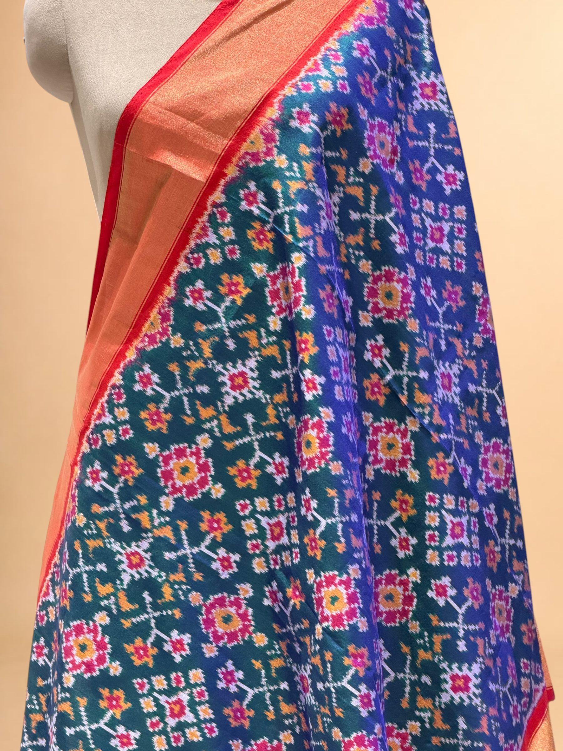 Blue Banarasi Katan Silk Ikkat Dupatta