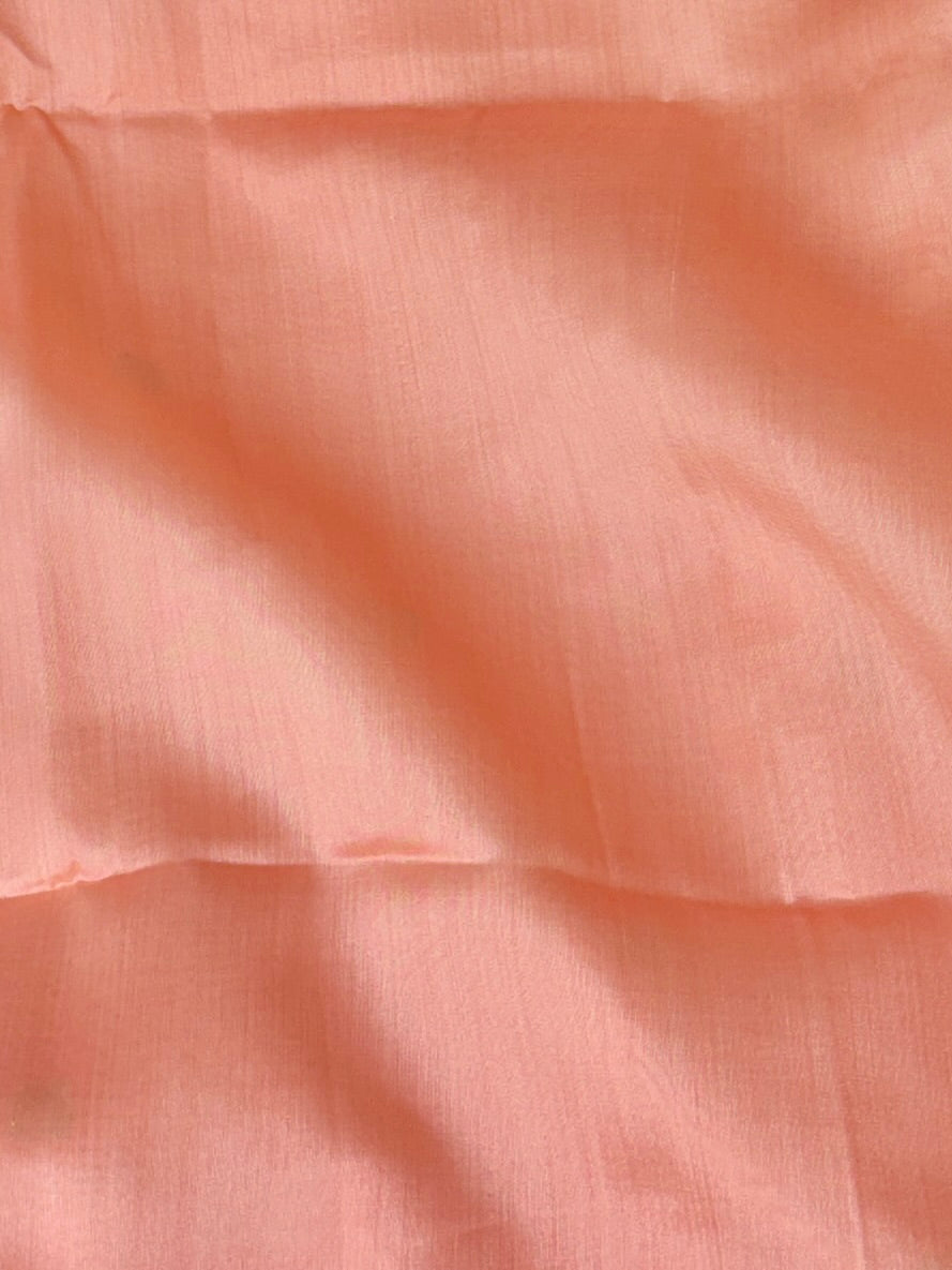 Peach Pink Soft Silk Suit Set With Zari Border Dupatta