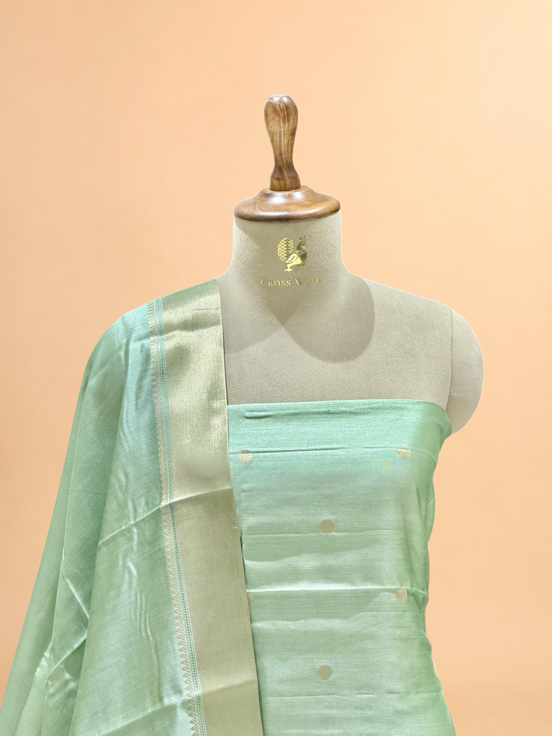 Mint Green Soft Silk Suit Set With Zari Border Dupatta