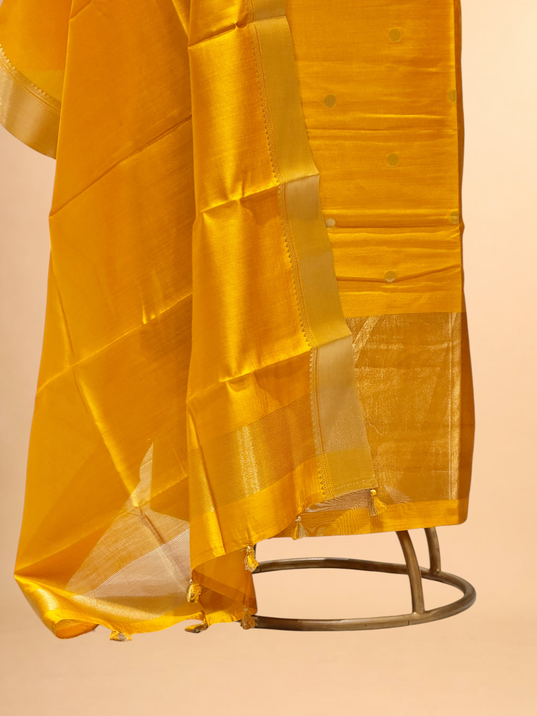 Mustard Yellow Soft Silk Suit Set With Zari Border Dupatta