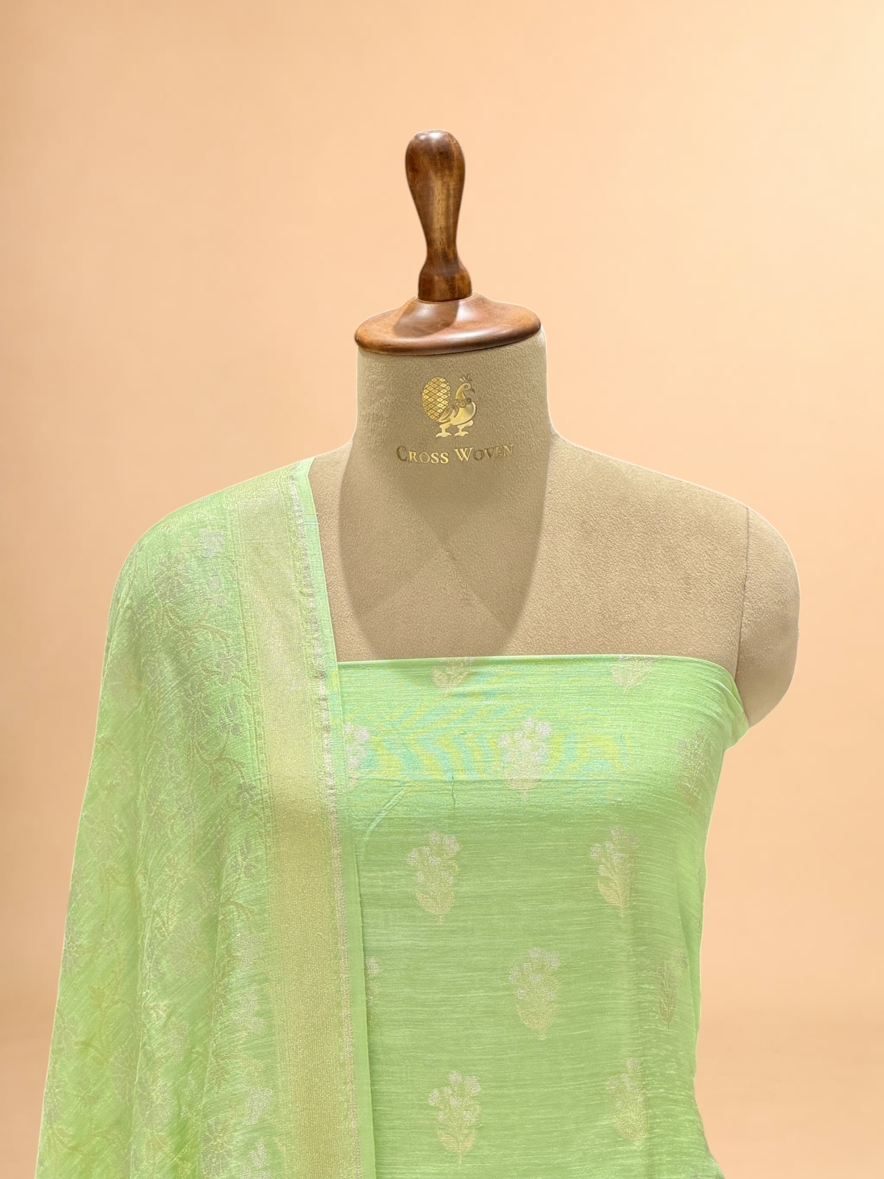 Pista Green Munga Silk Suit Set With Sona-Rupa Dupatta