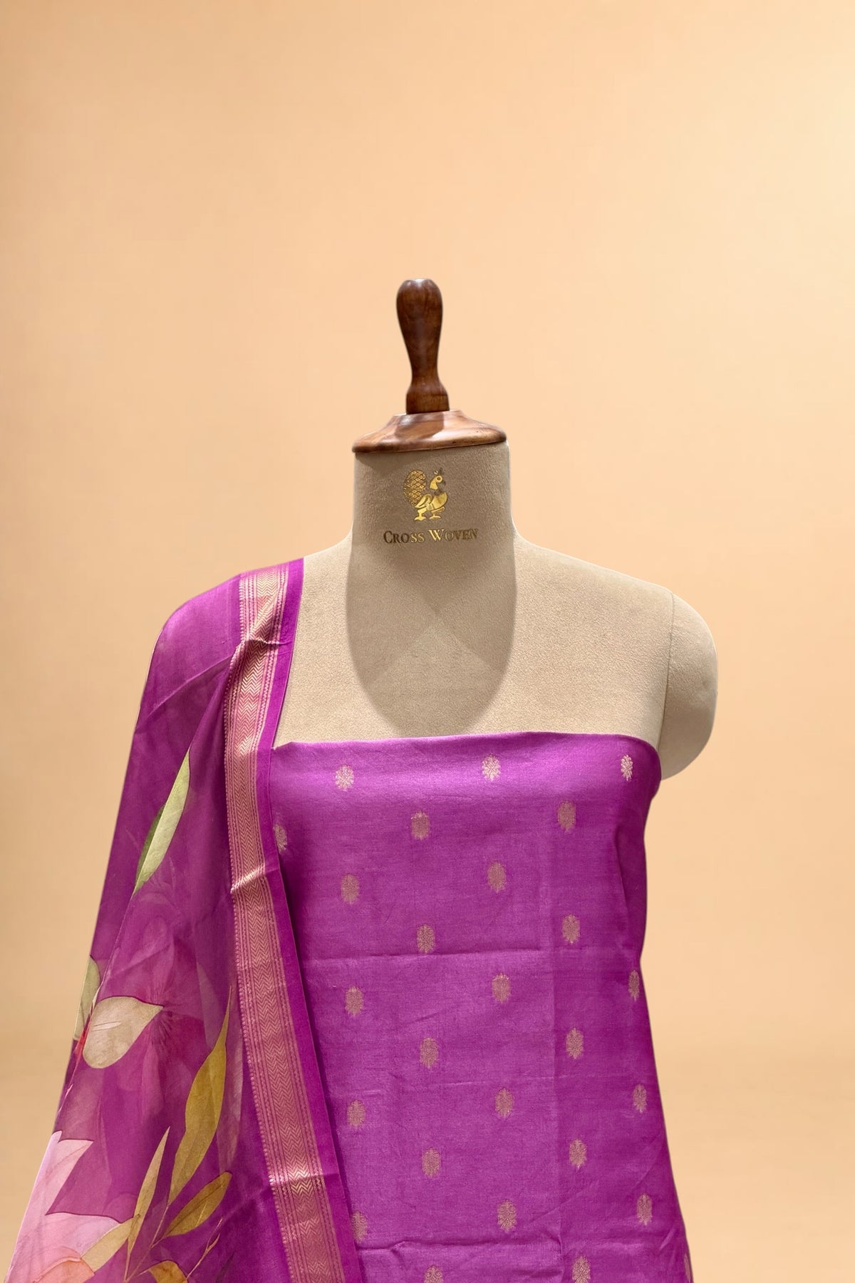 Mauve Purple Chanderi Silk Suit Set With Printed Dupatta