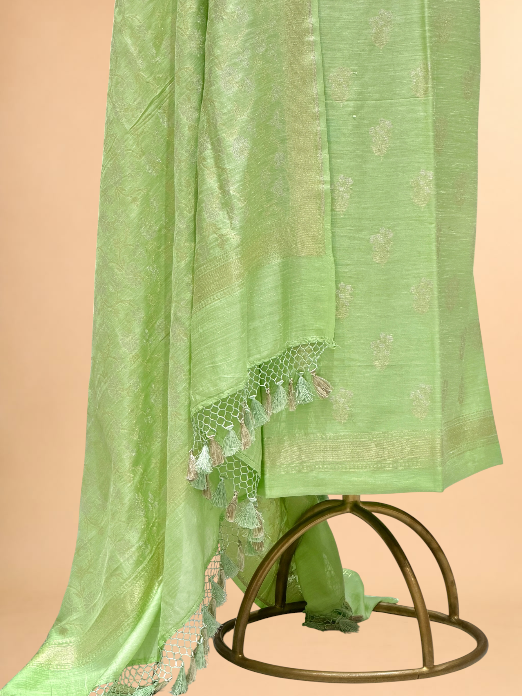 Pista Green Munga Silk Suit Set With Sona-Rupa Dupatta