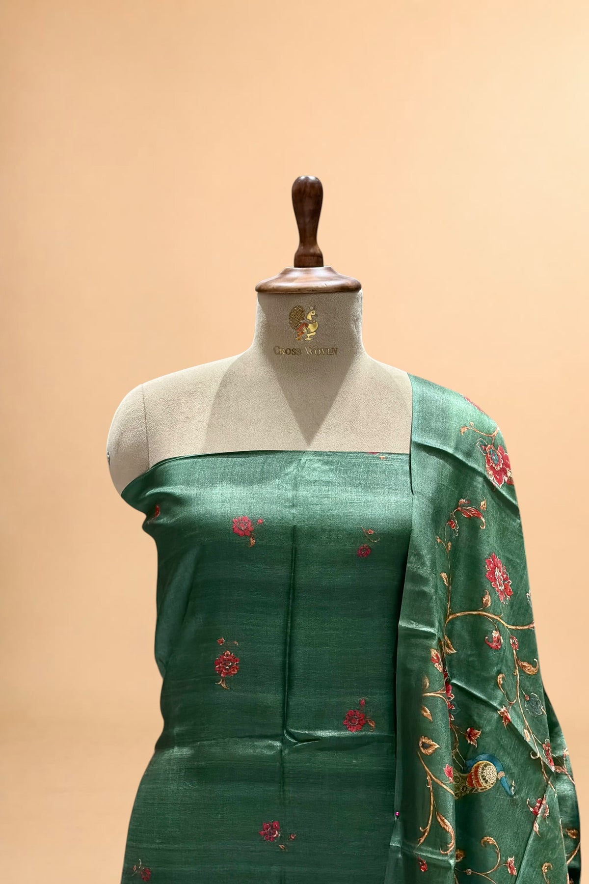Emerald Green Banarasi Pure Tusser Silk Suit Set