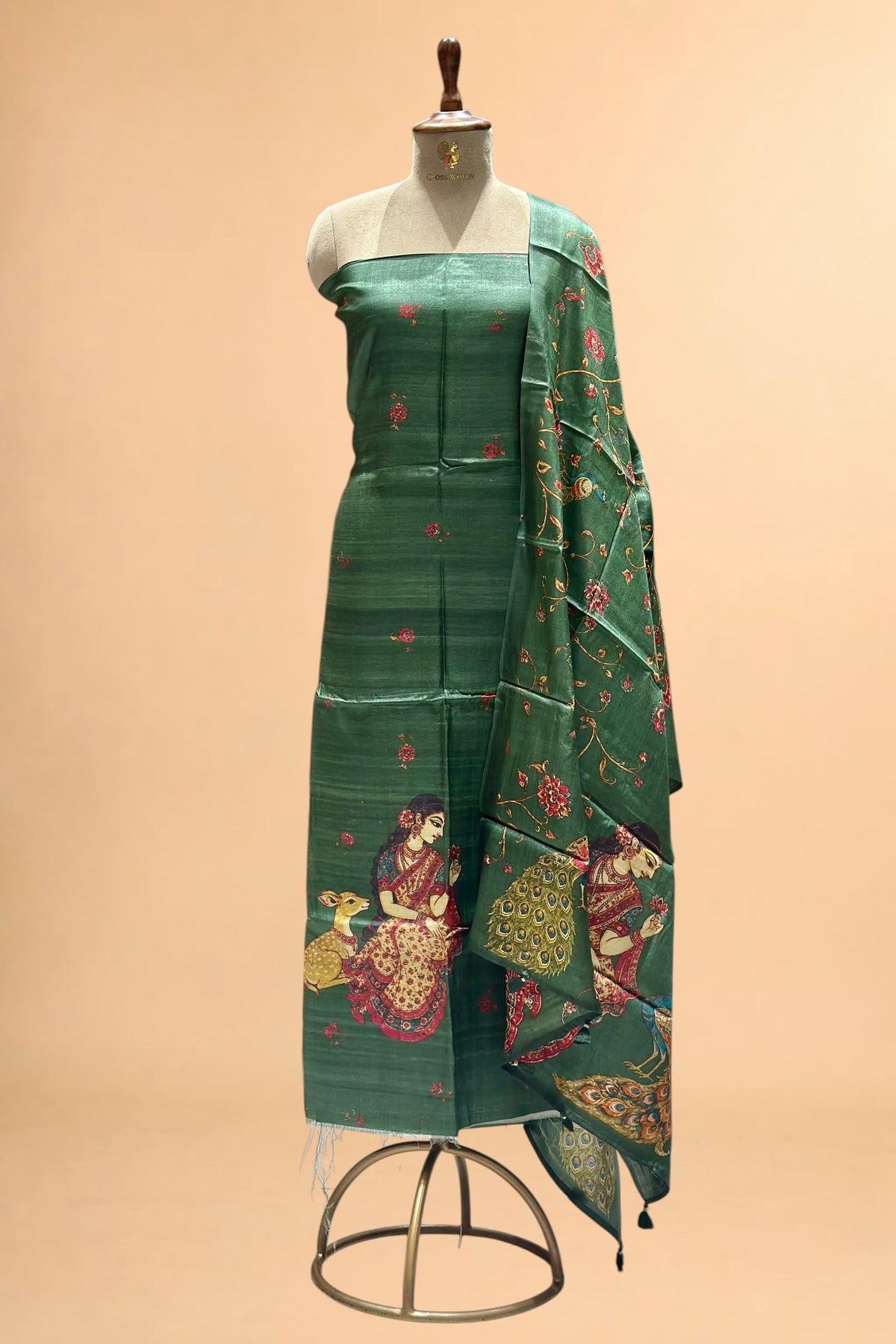 Emerald Green Banarasi Pure Tusser Silk Suit Set