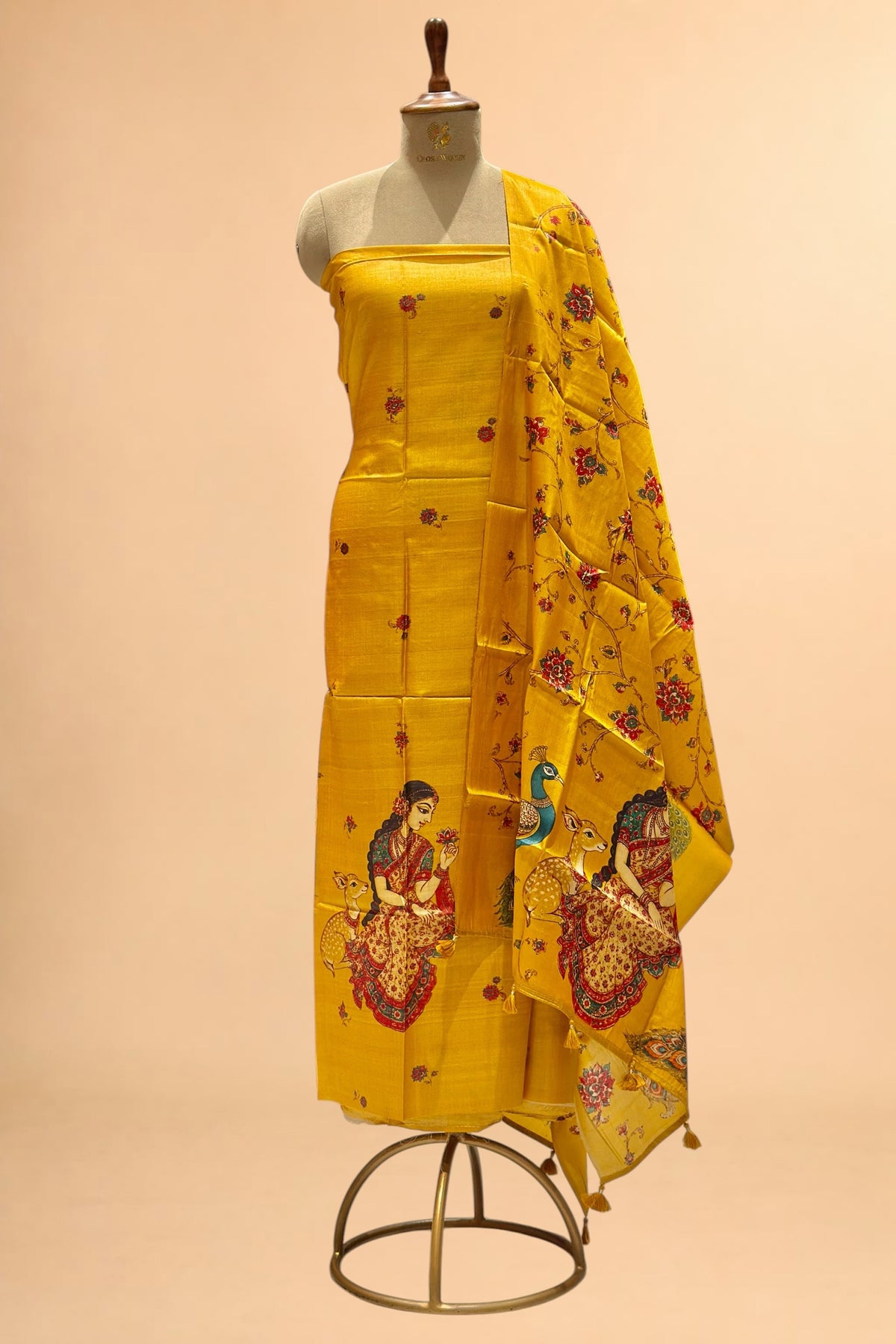Mustard Yellow Banarasi Pure Tusser Silk Suit Set