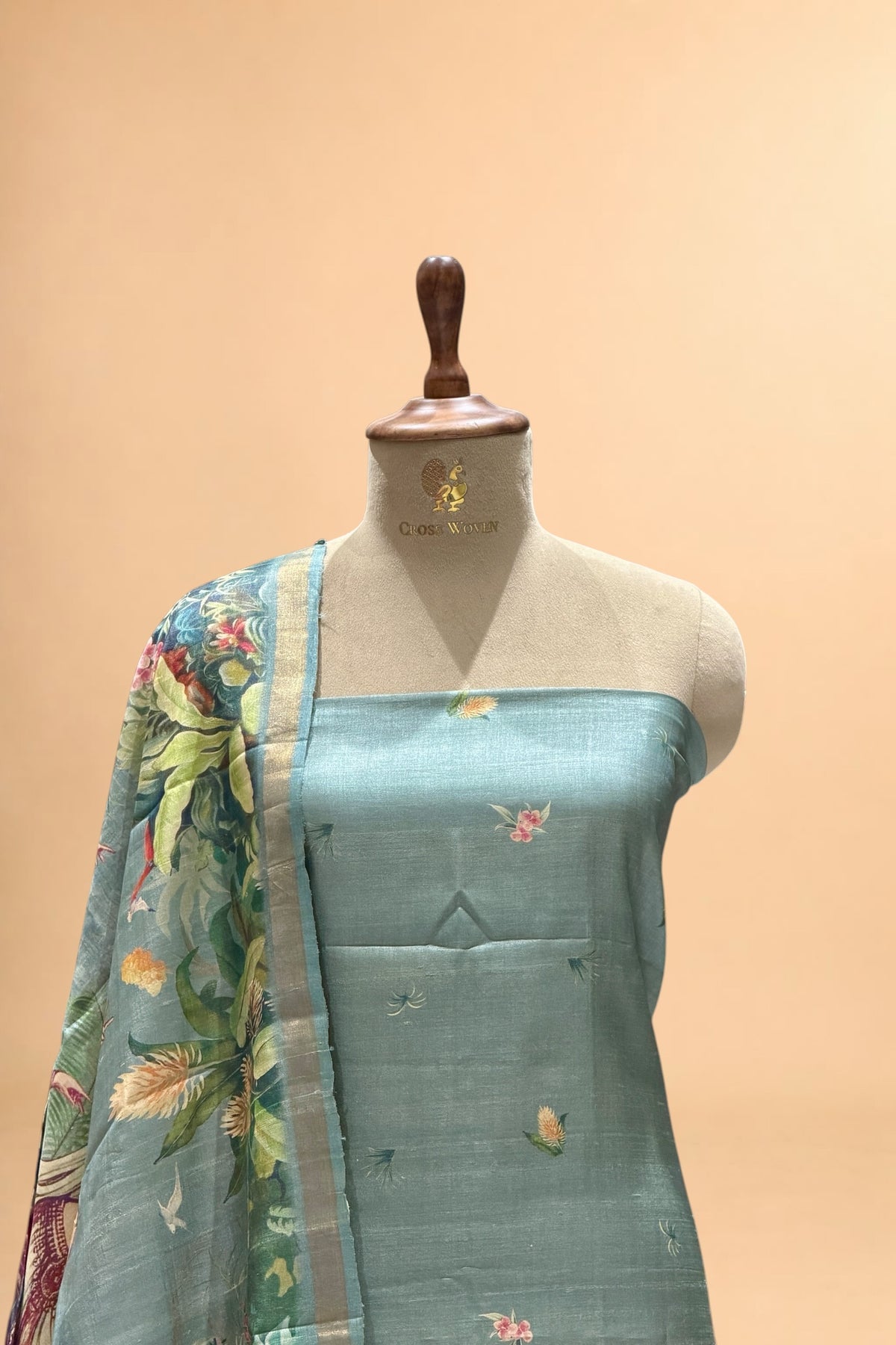 Grey Banarasi Pure Tusser Silk Suit Set