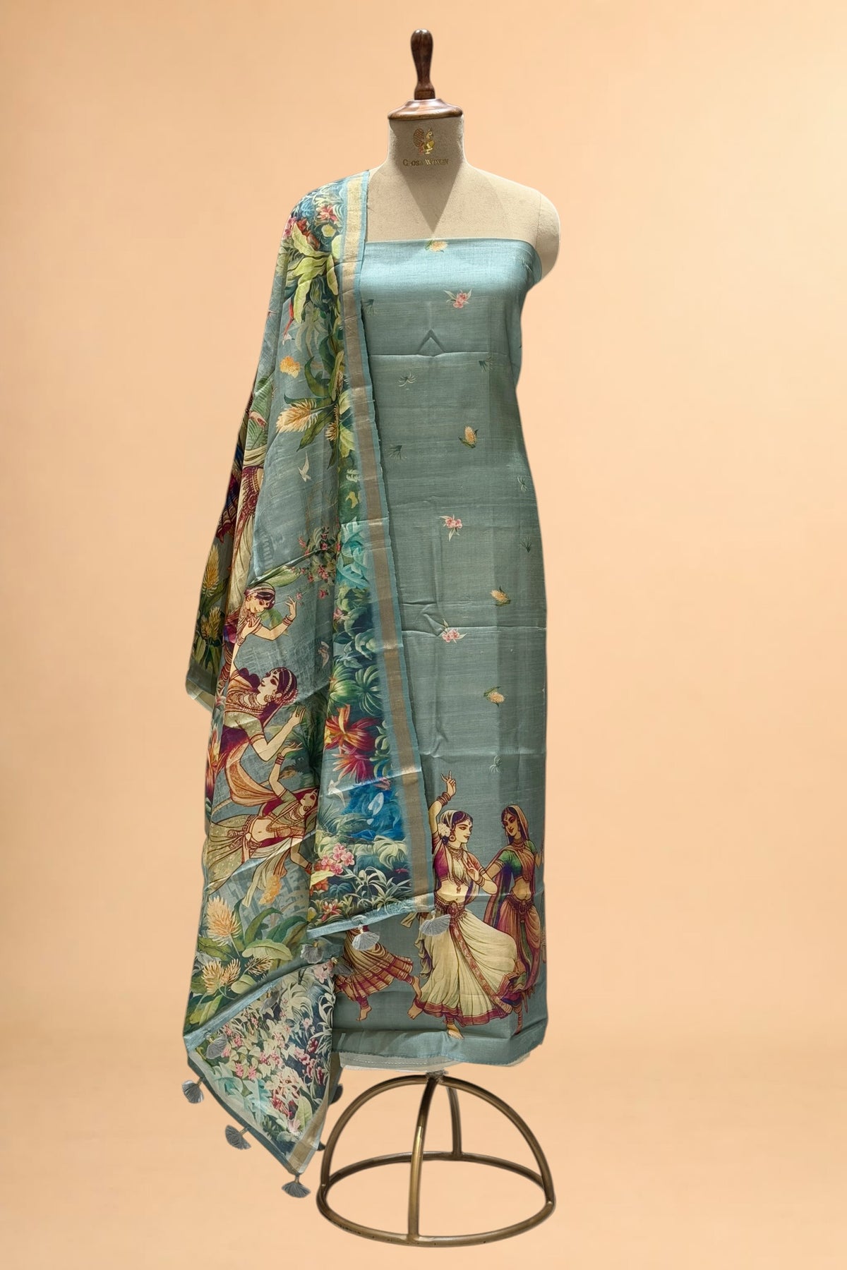 Grey Banarasi Pure Tusser Silk Suit Set