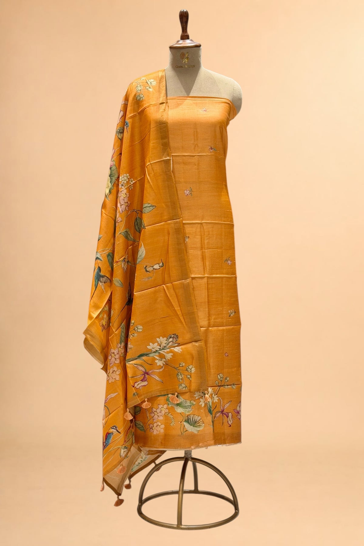 Orange Banarasi Pure Tusser Silk Suit Set