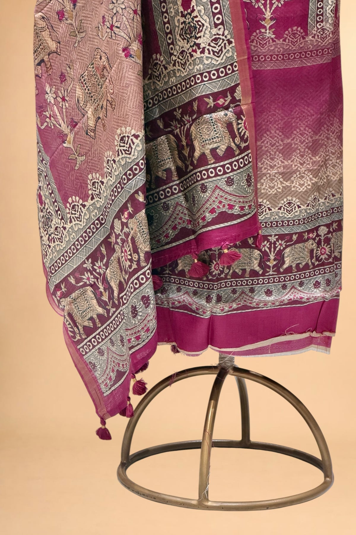 Magenta Pink Banarasi Pure Tusser Silk Suit Set