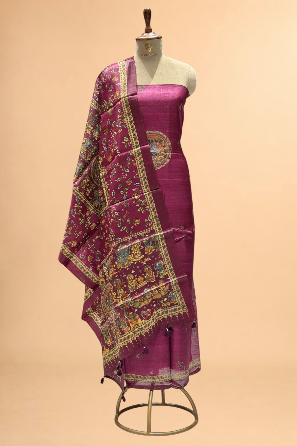 Magenta Purple Banarasi Pure Tusser Silk Suit Set