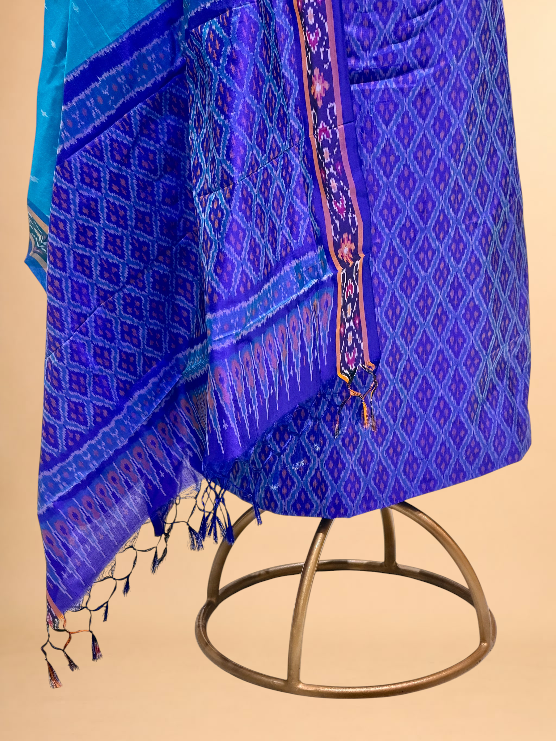 Katan Ikkat Silk Suit Set with Double Colour Dupatta