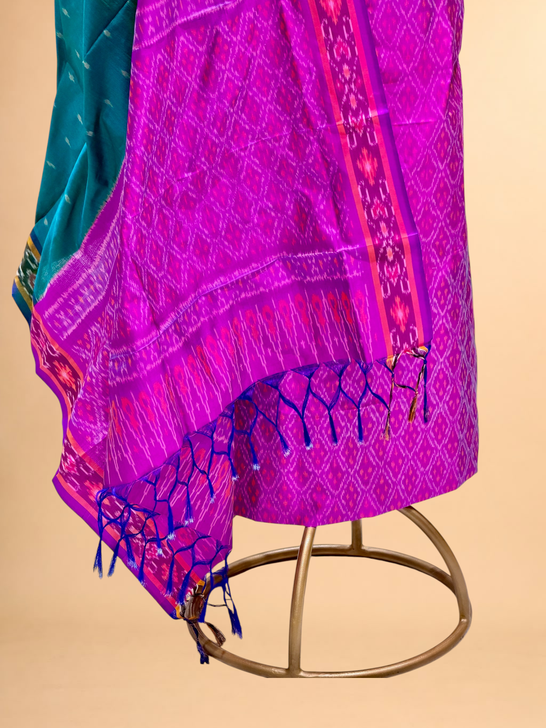 Katan Ikkat Silk Suit Set with Double Colour Dupatta