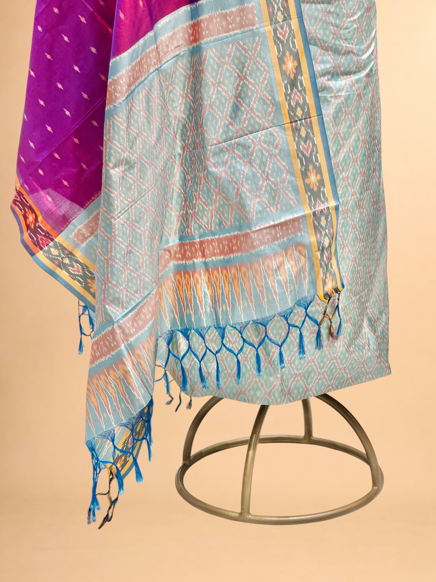 Katan Ikkat Silk Suit Set with Double Colour Dupatta