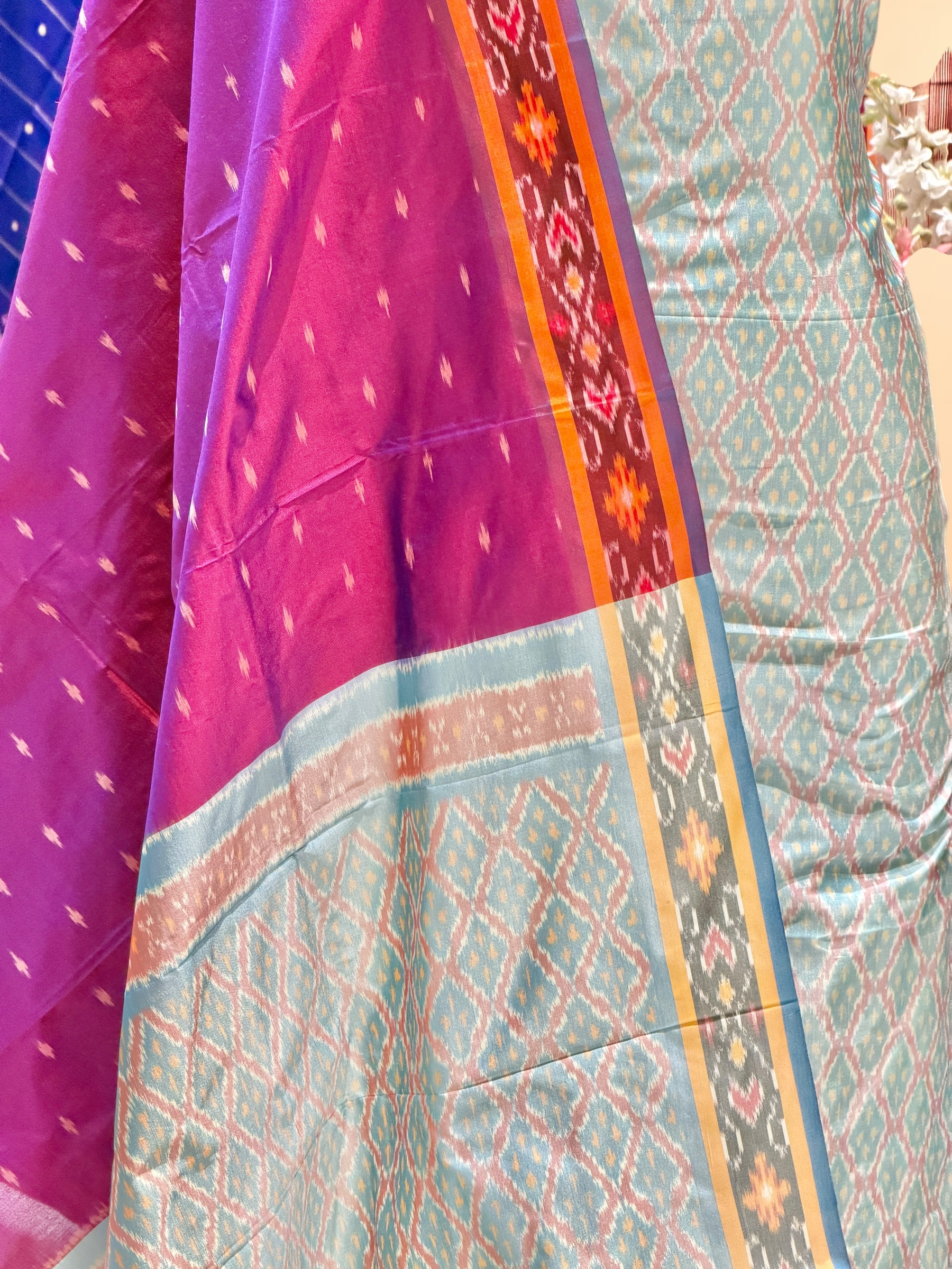 Katan Ikkat Silk Suit Set with Double Colour Dupatta